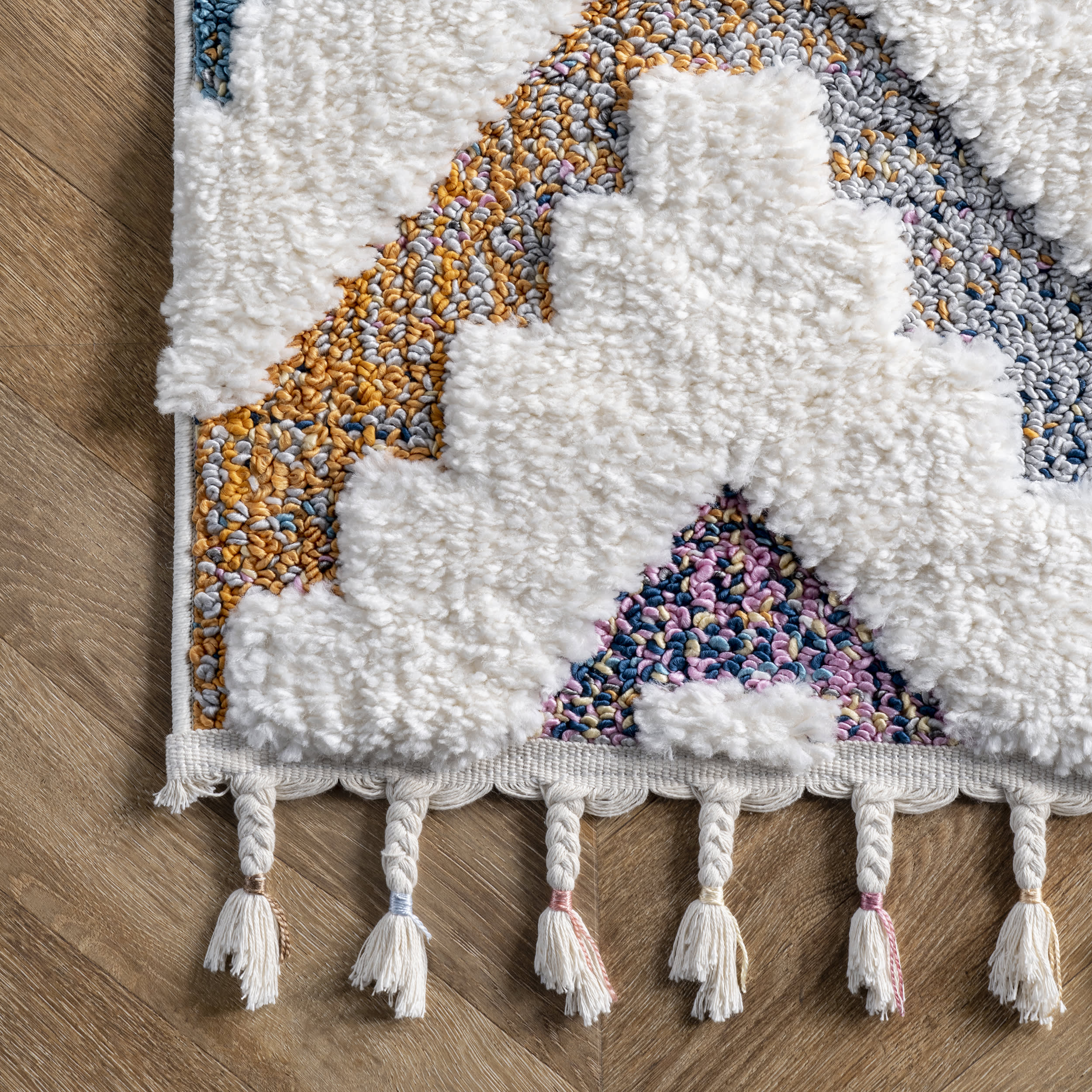 Carved Chevron Shag Rug | Ivory - Image 3