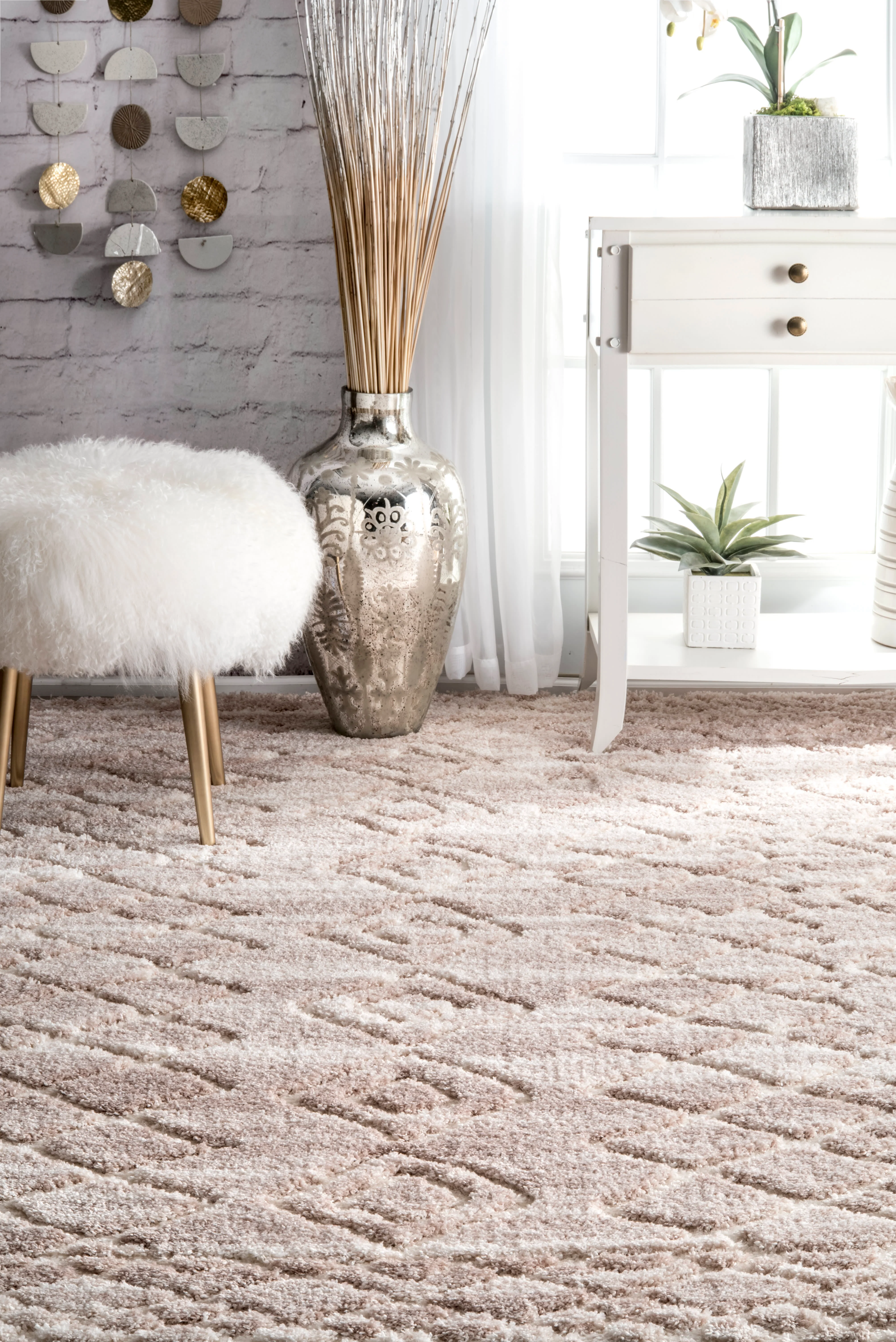 Carved Moroccan Diamonds Rug | Light Beige - Image 4