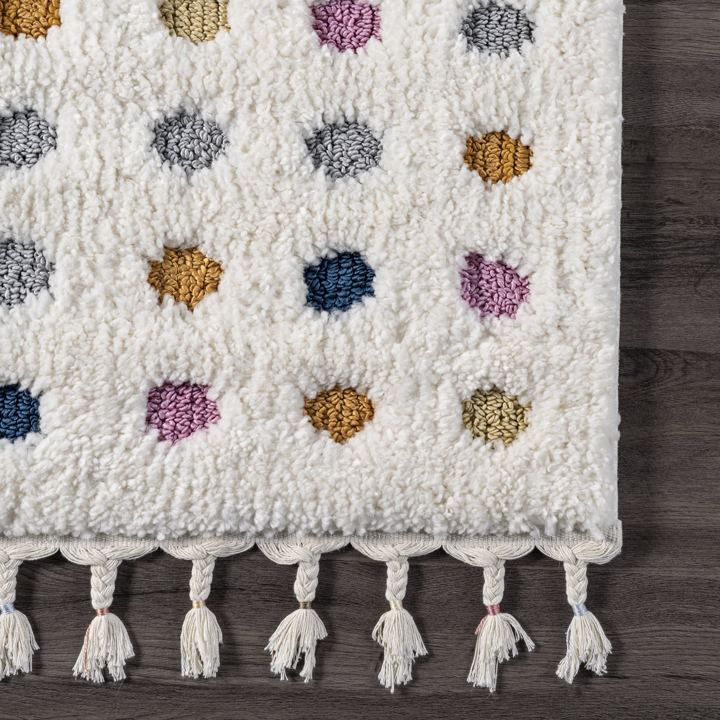 Carved Polka Dot Shag Rug | Off White - Image 3