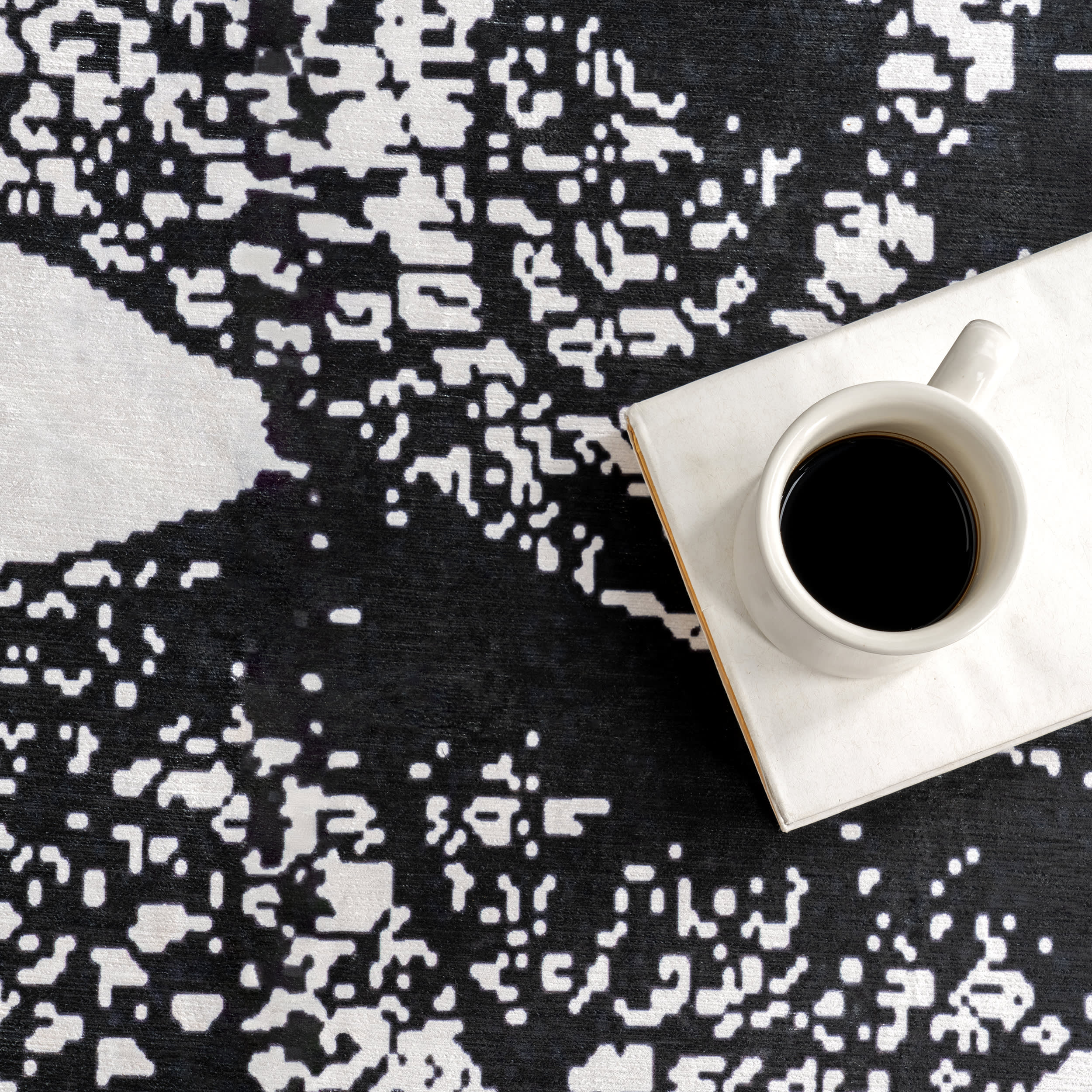 Casey Simple Serpent Spill Proof Washable Rug | Black - Image 8