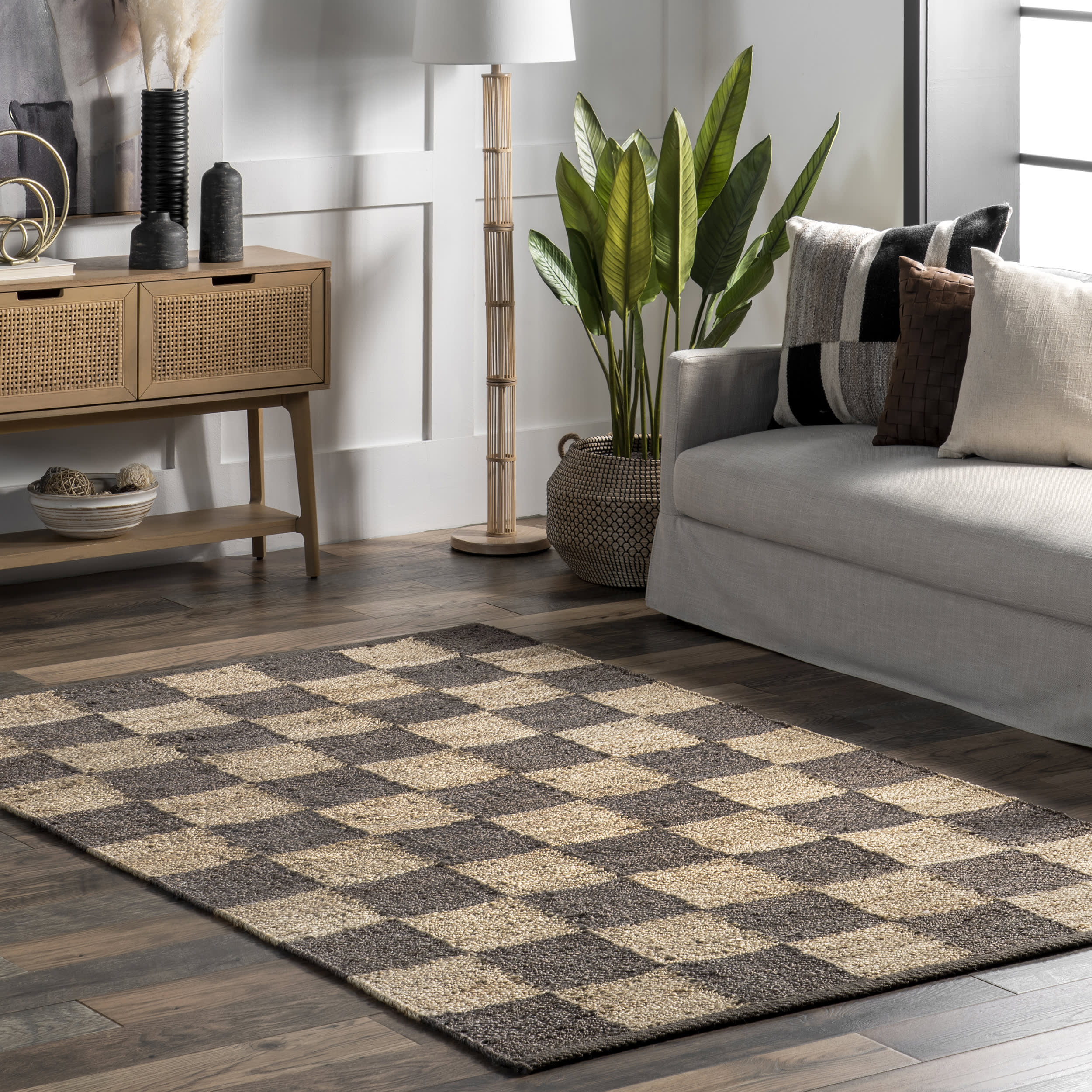 Cassia Classic Checkered Rug | Dark Grey - Image 2