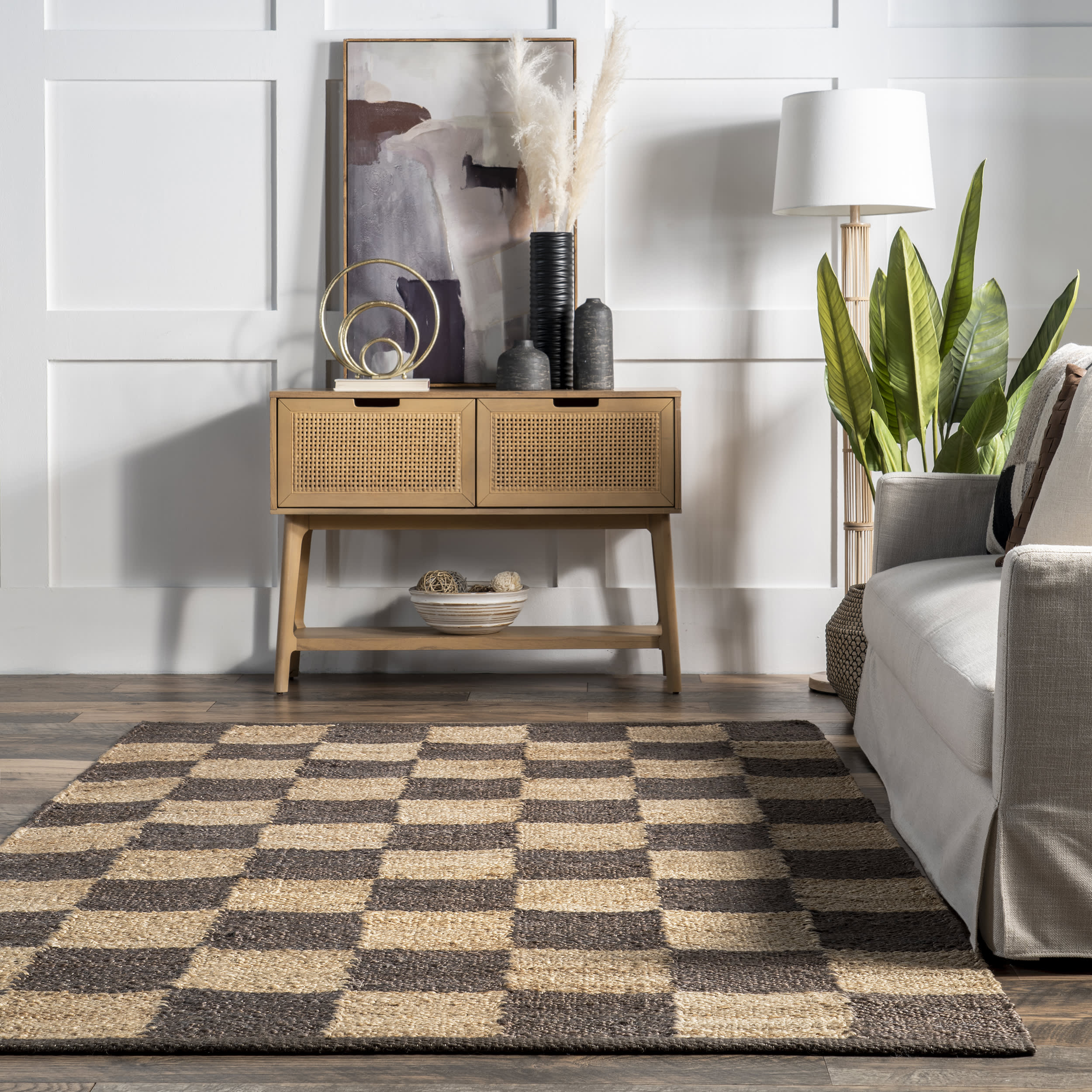 Cassia Classic Checkered Rug | Dark Grey - Image 4
