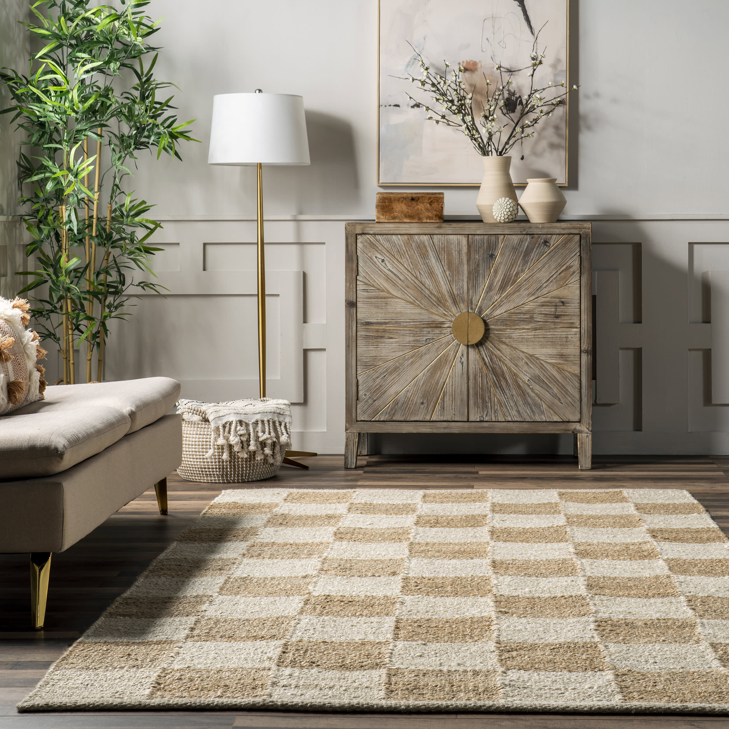 Cassia Classic Checkered Rug | Ivory - Image 4