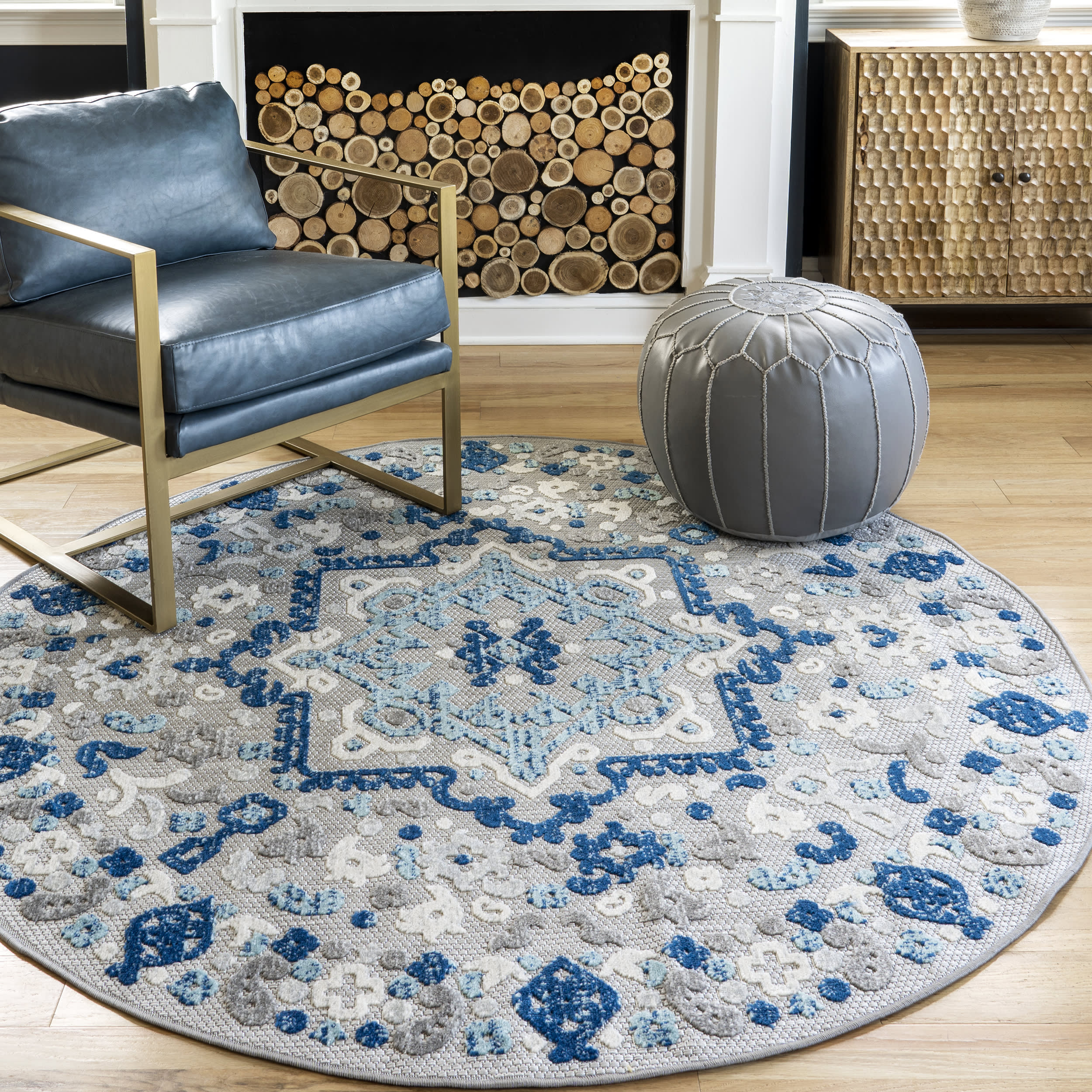 Castle Medallion Indoor/Outdoor Rug | Blue - Image 2