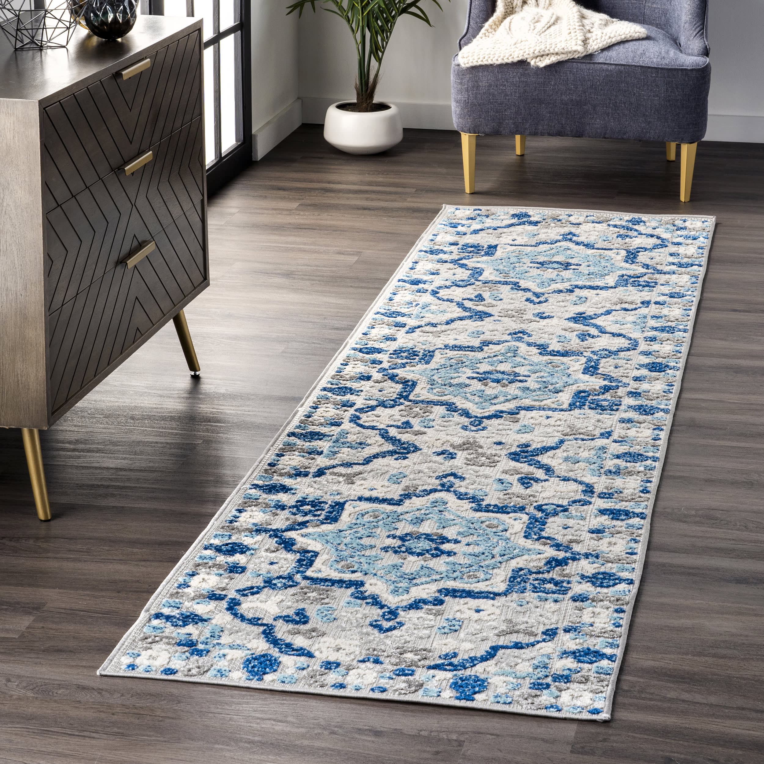 Castle Medallion Indoor/Outdoor Rug | Blue - Image 2