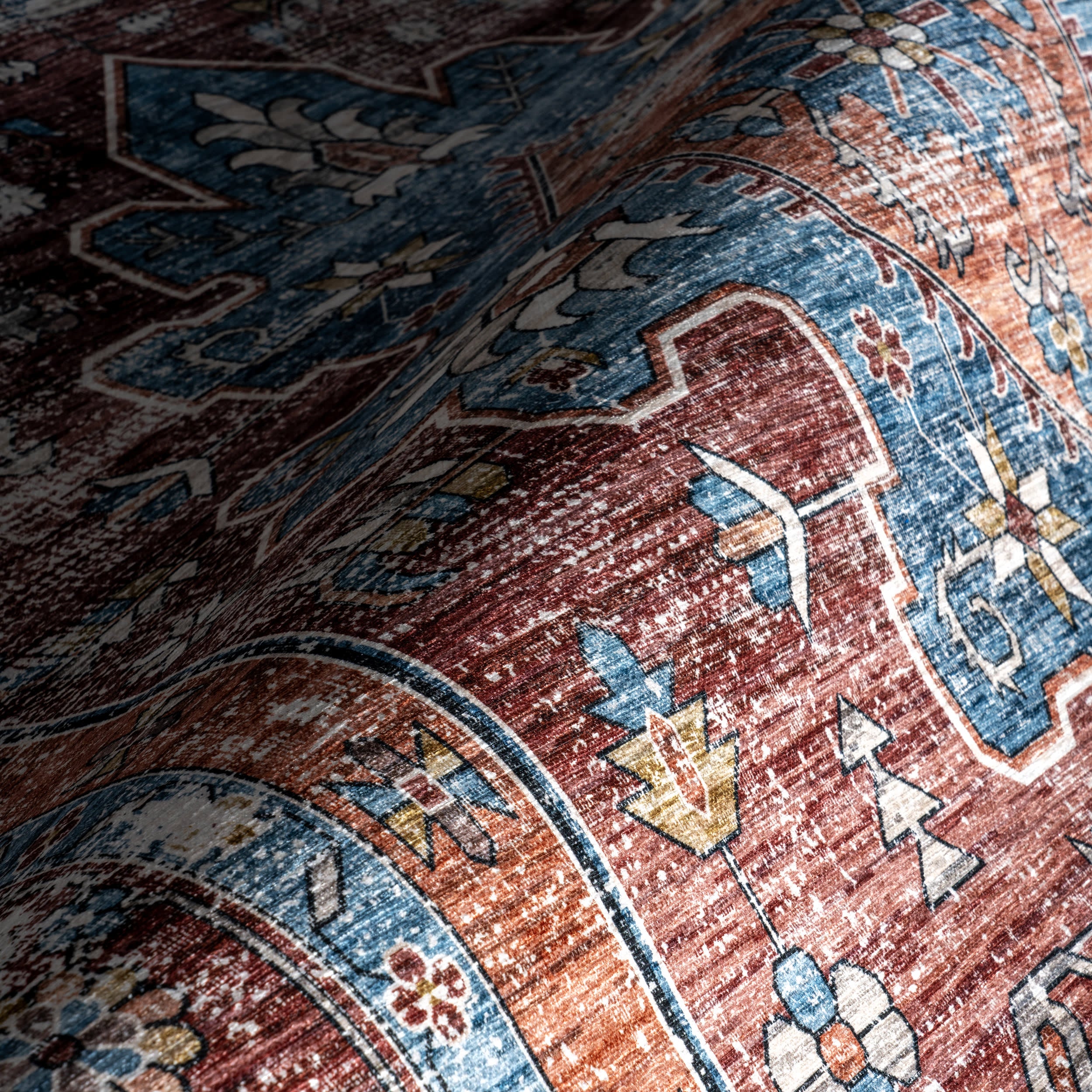 Castle Medallion Spill Proof Washable Rug | Rust - Image 3