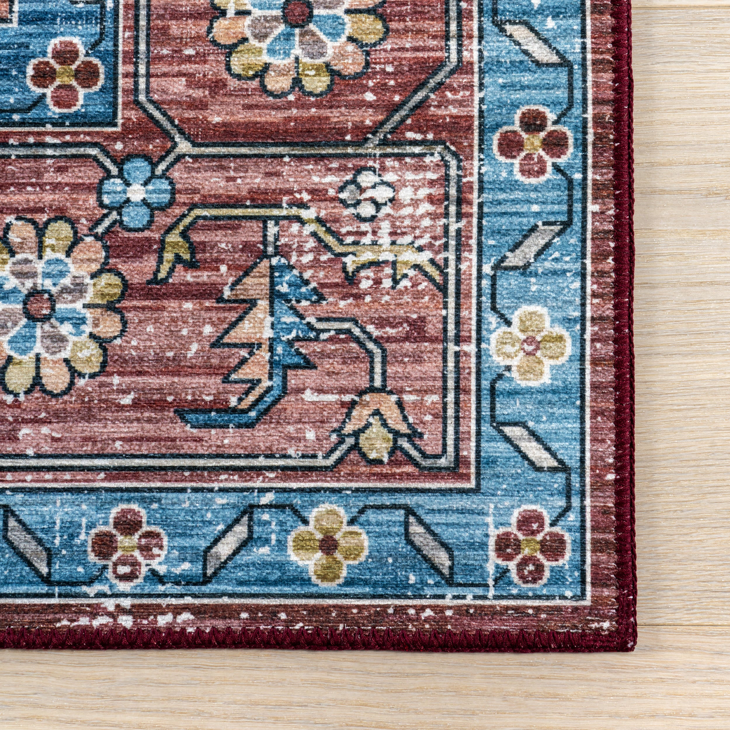Castle Medallion Spill Proof Washable Rug | Rust - Image 4
