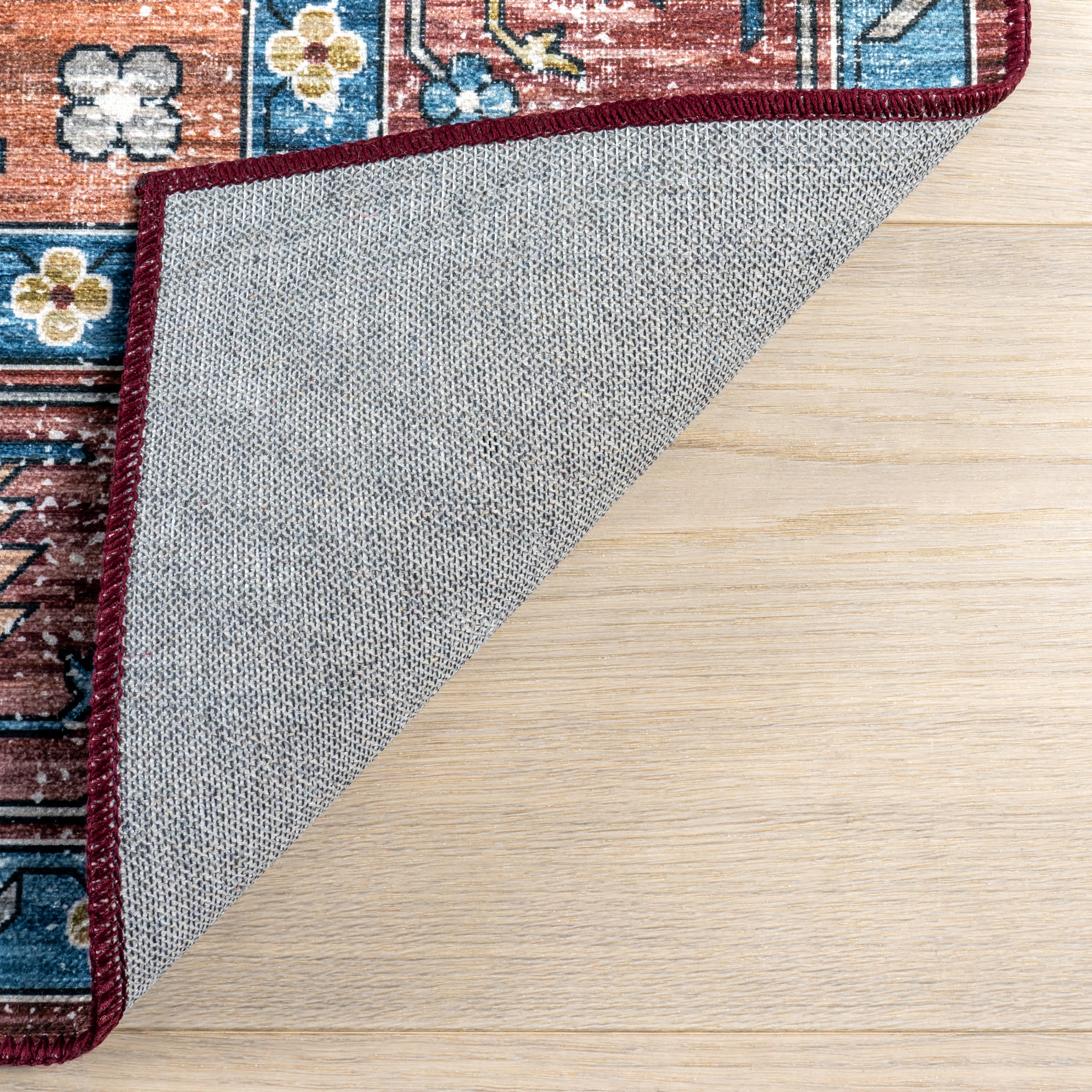 Castle Medallion Spill Proof Washable Rug | Rust - Image 7