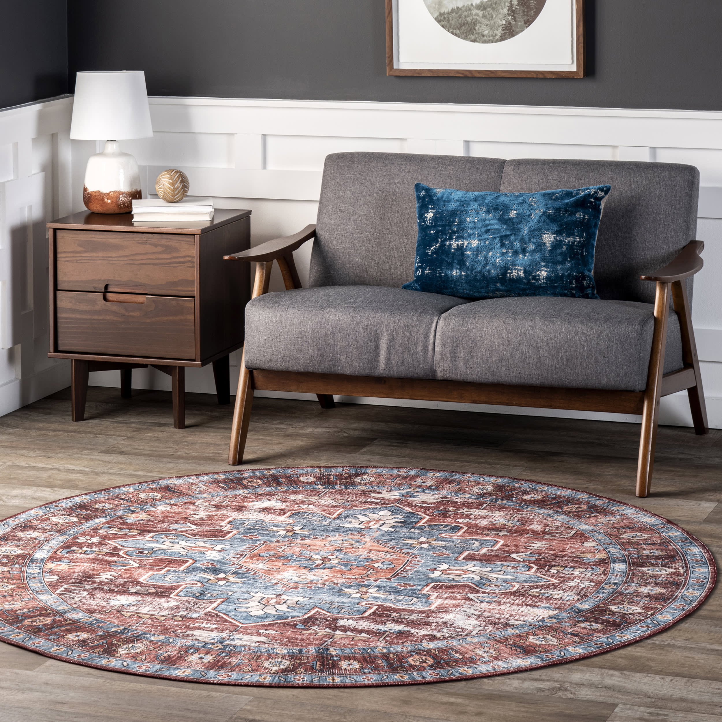 Castle Medallion Washable Rug | Rust - Image 2