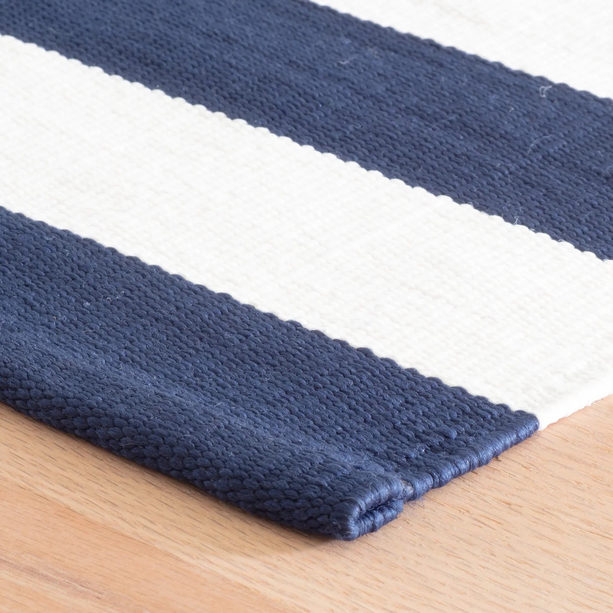 Catamaran Stripe Handwoven Indoor/Outdoor Rug | Denim/White - Image 4