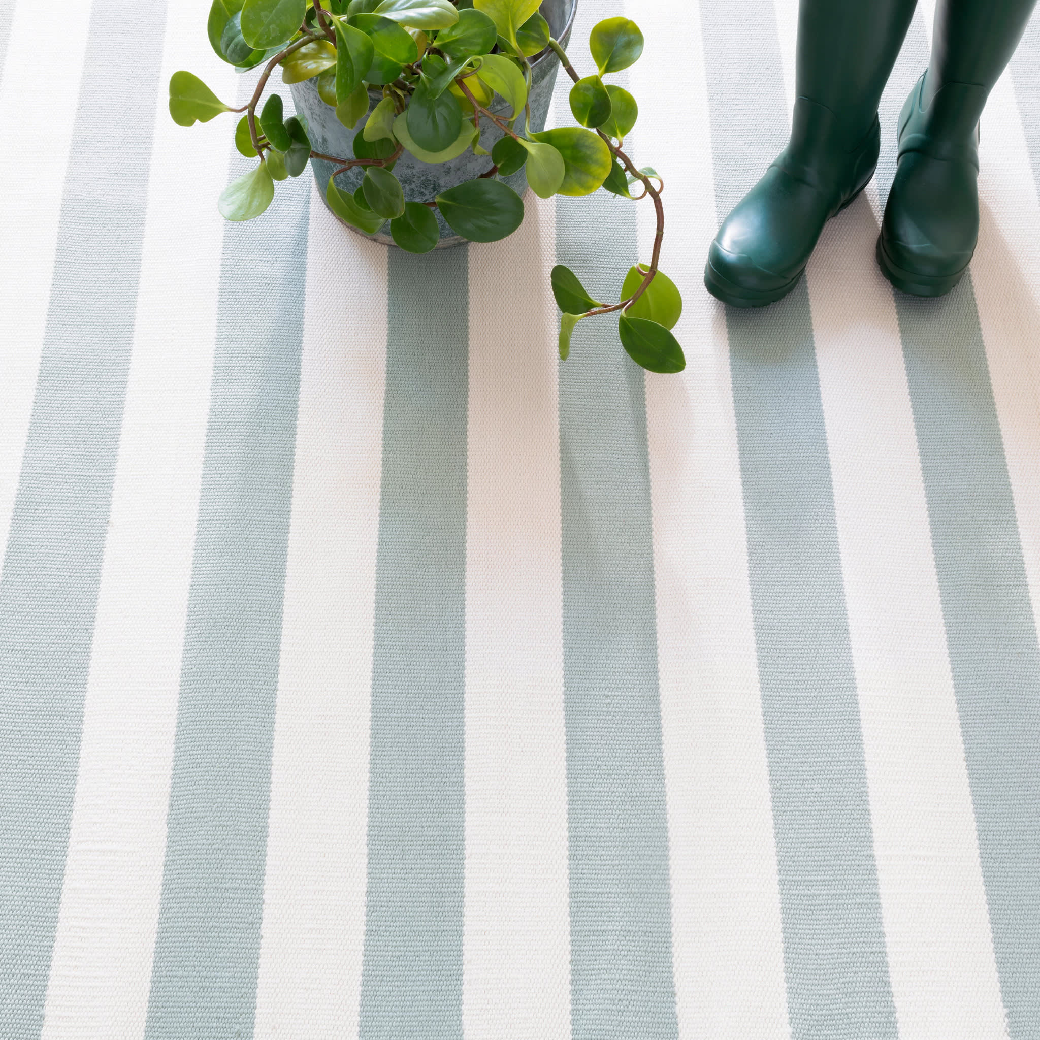Catamaran Stripe Handwoven Indoor/Outdoor Rug | Light Blue/Ivory - Image 3