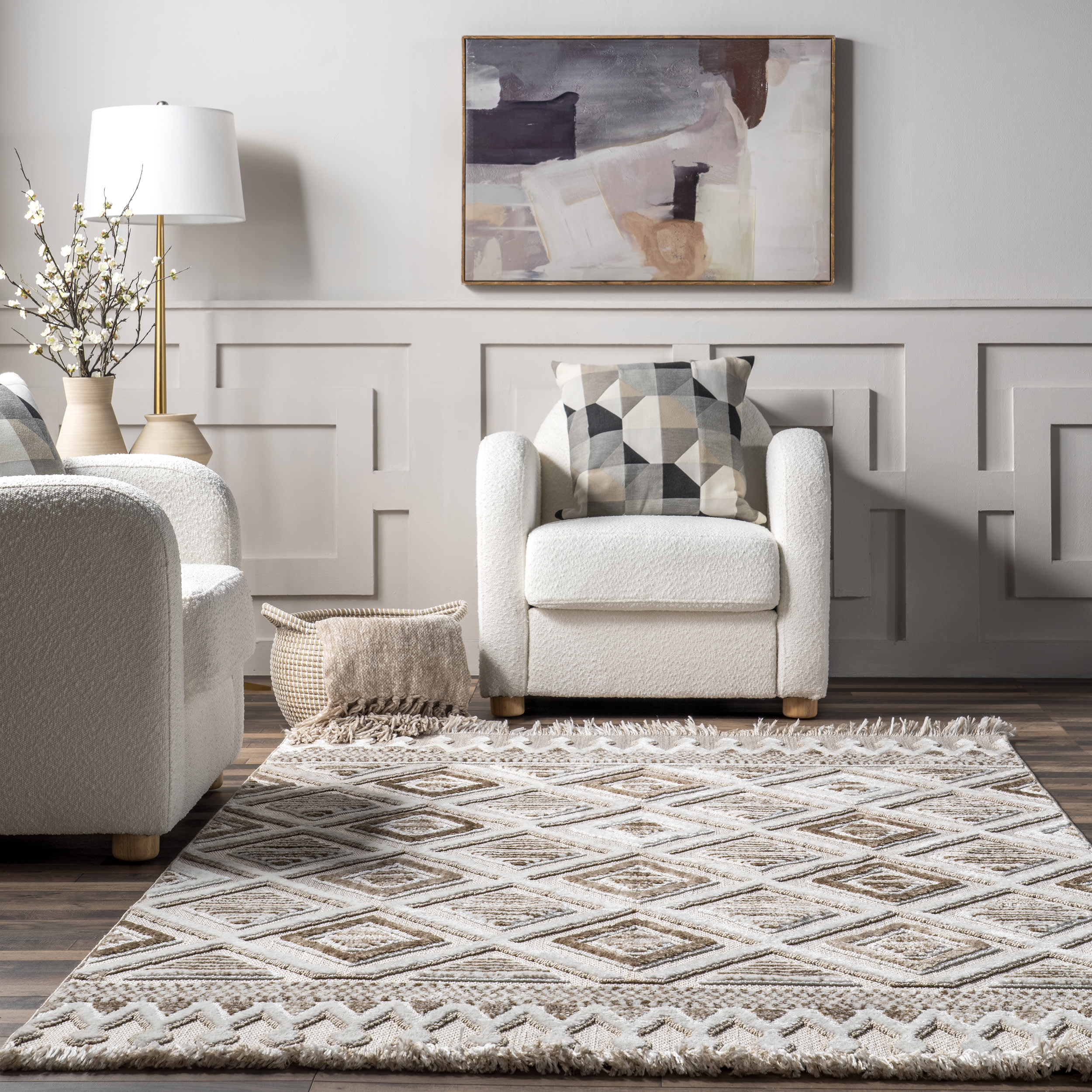 Cathleen Iridescent Bordered Rug | Ivory - Image 4