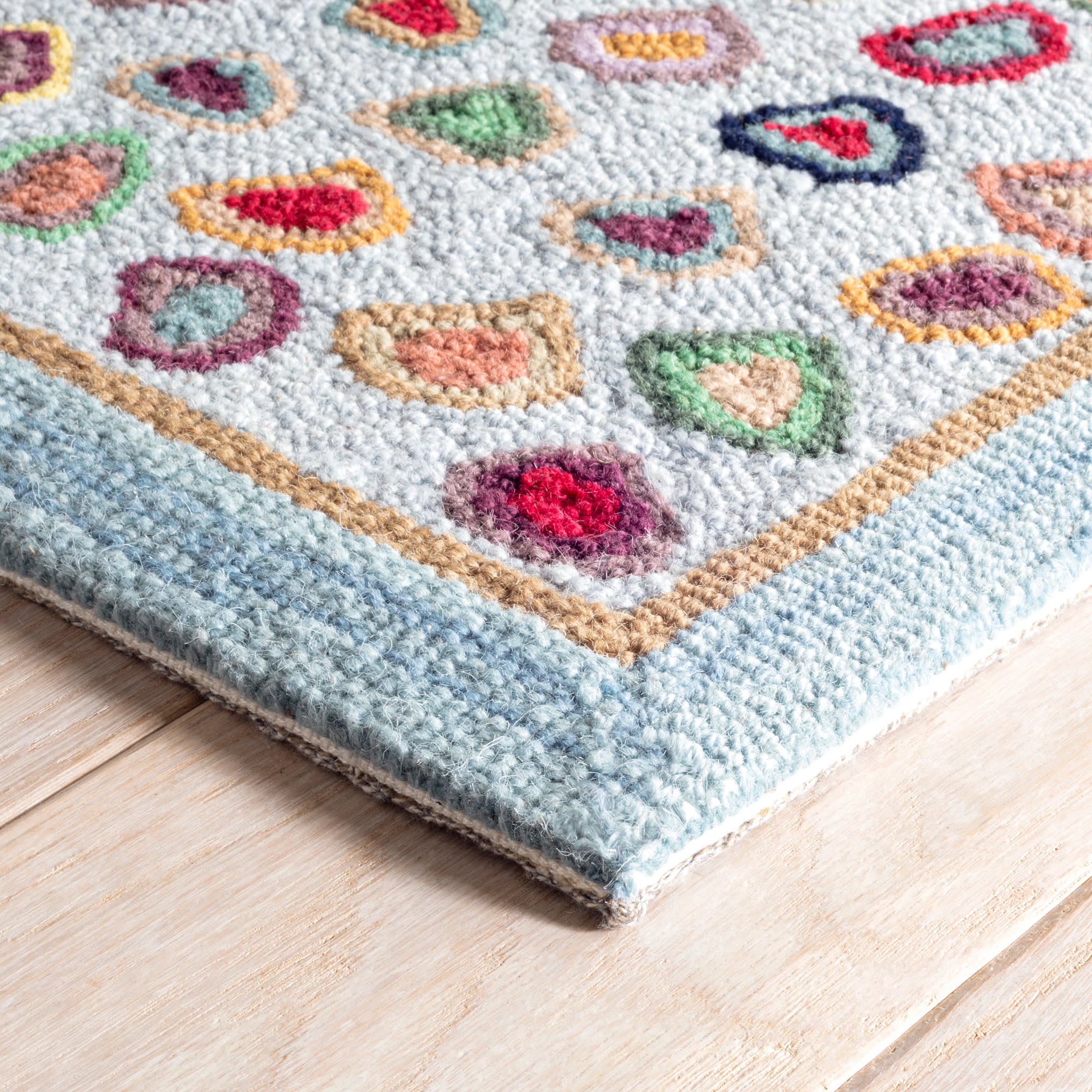 Cat's Paw Hand Micro Hooked Wool Rug | Blue - Image 7