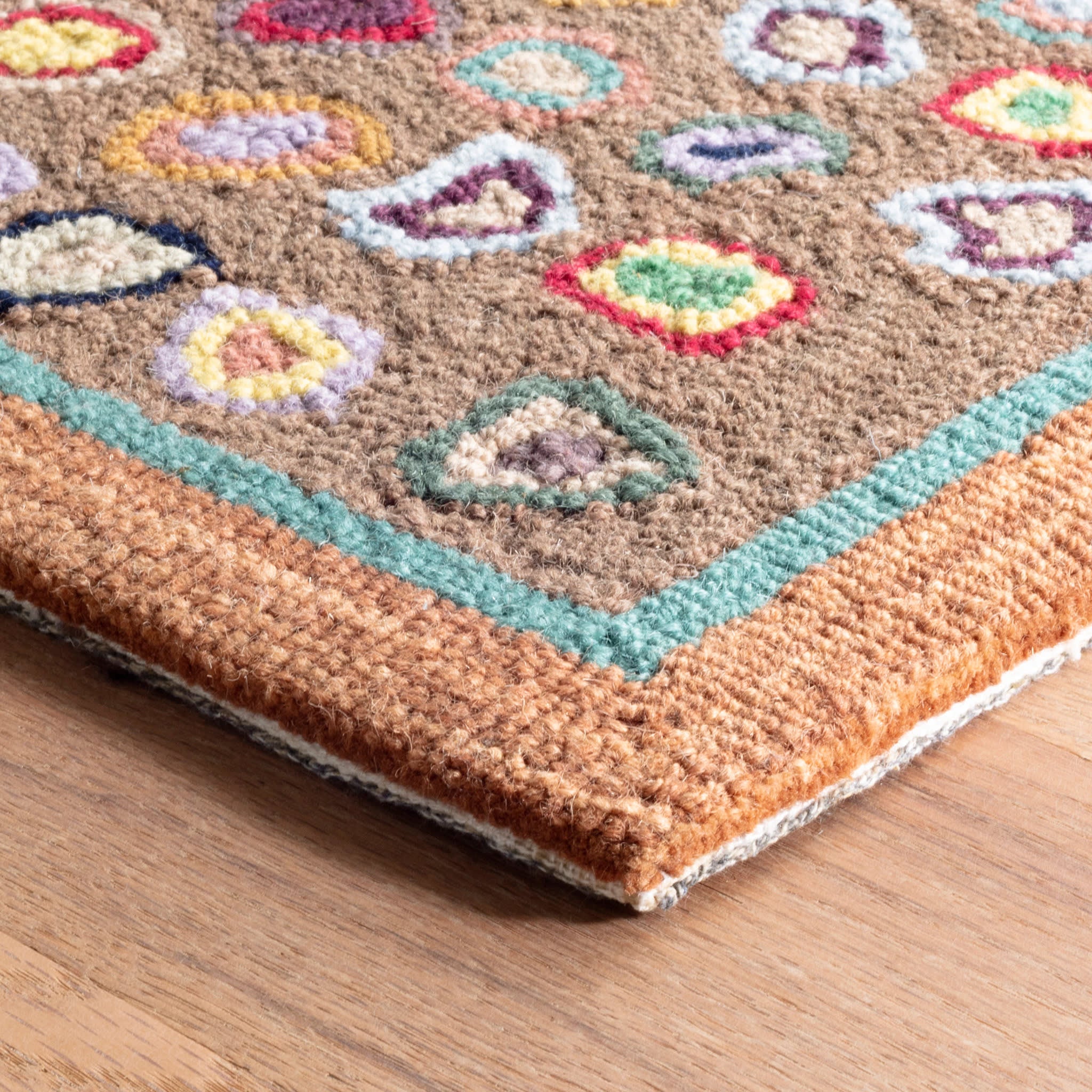Cat's Paw Hand Micro Hooked Wool Rug | Brown - Image 6