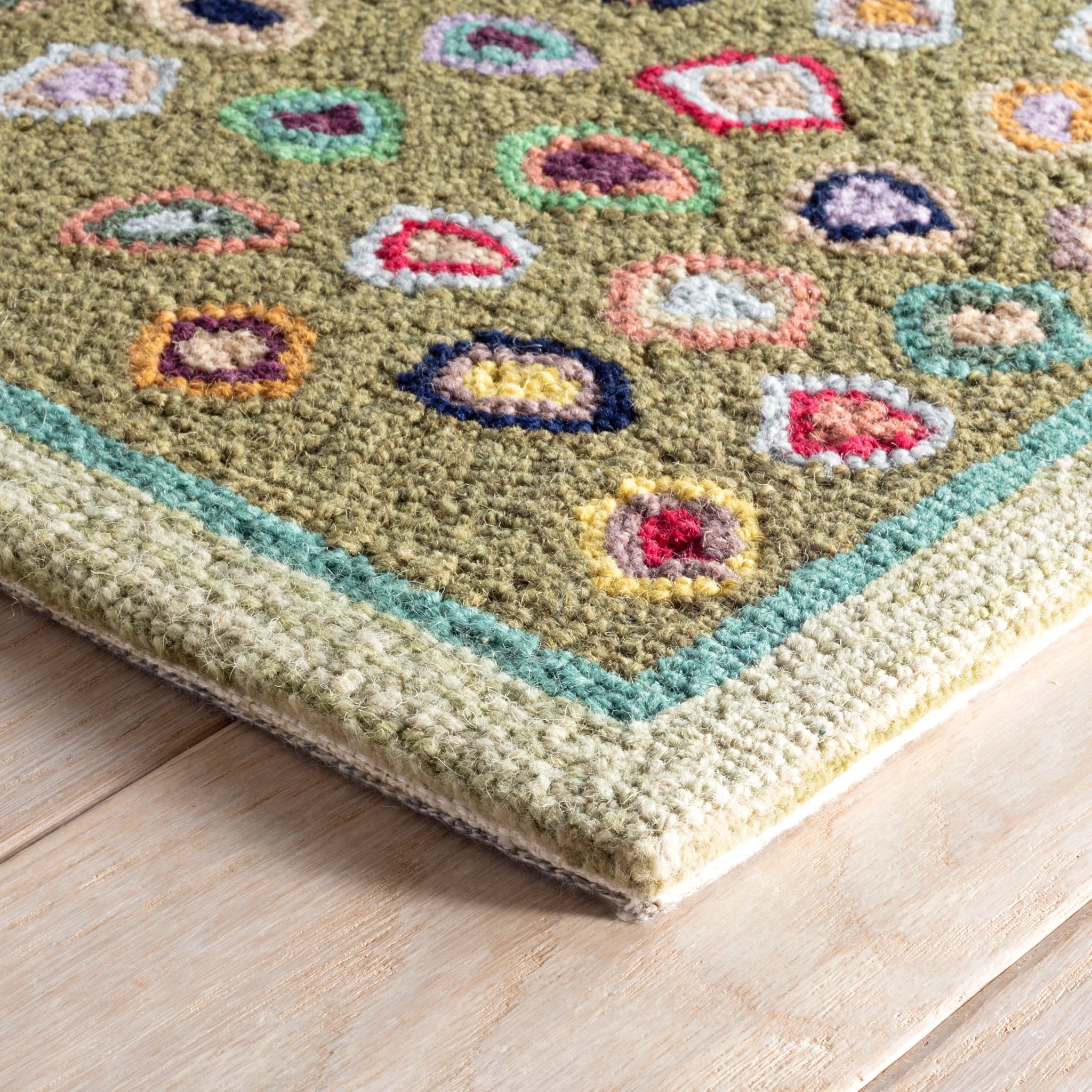 Cat's Paw Hand Micro Hooked Wool Rug | Sage - Image 8