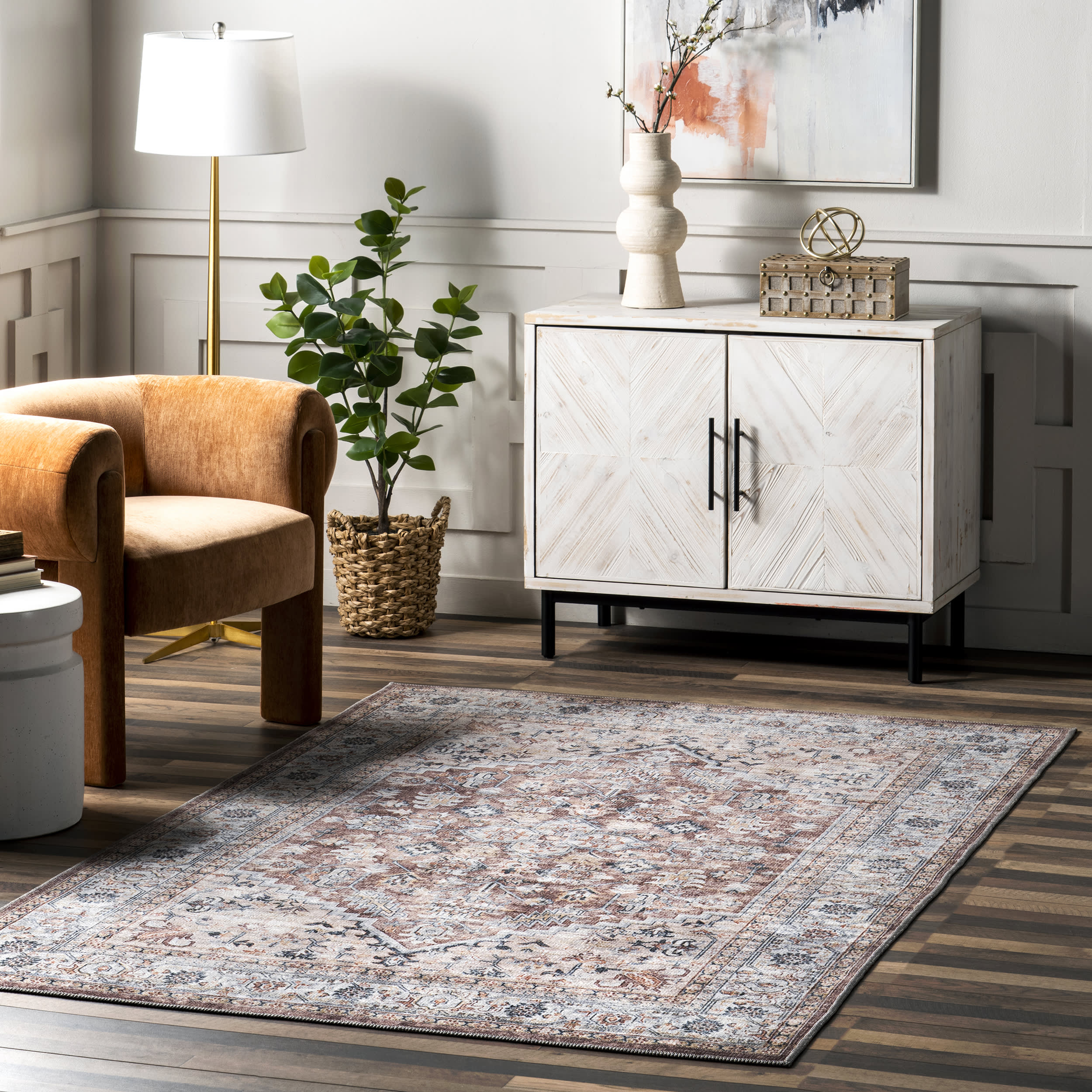 Cecelia Medallion Washable Rug | Blush - Image 2