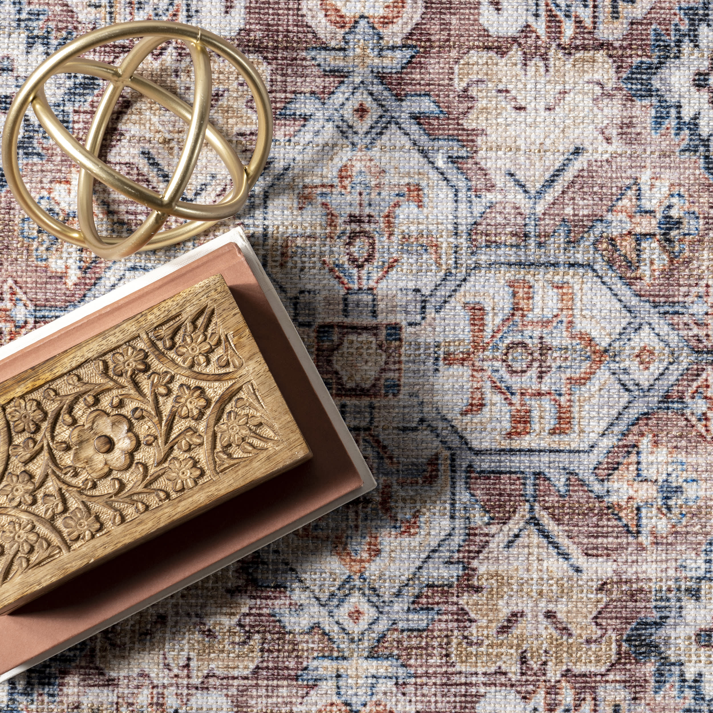 Cecelia Medallion Washable Rug | Blush - Image 6