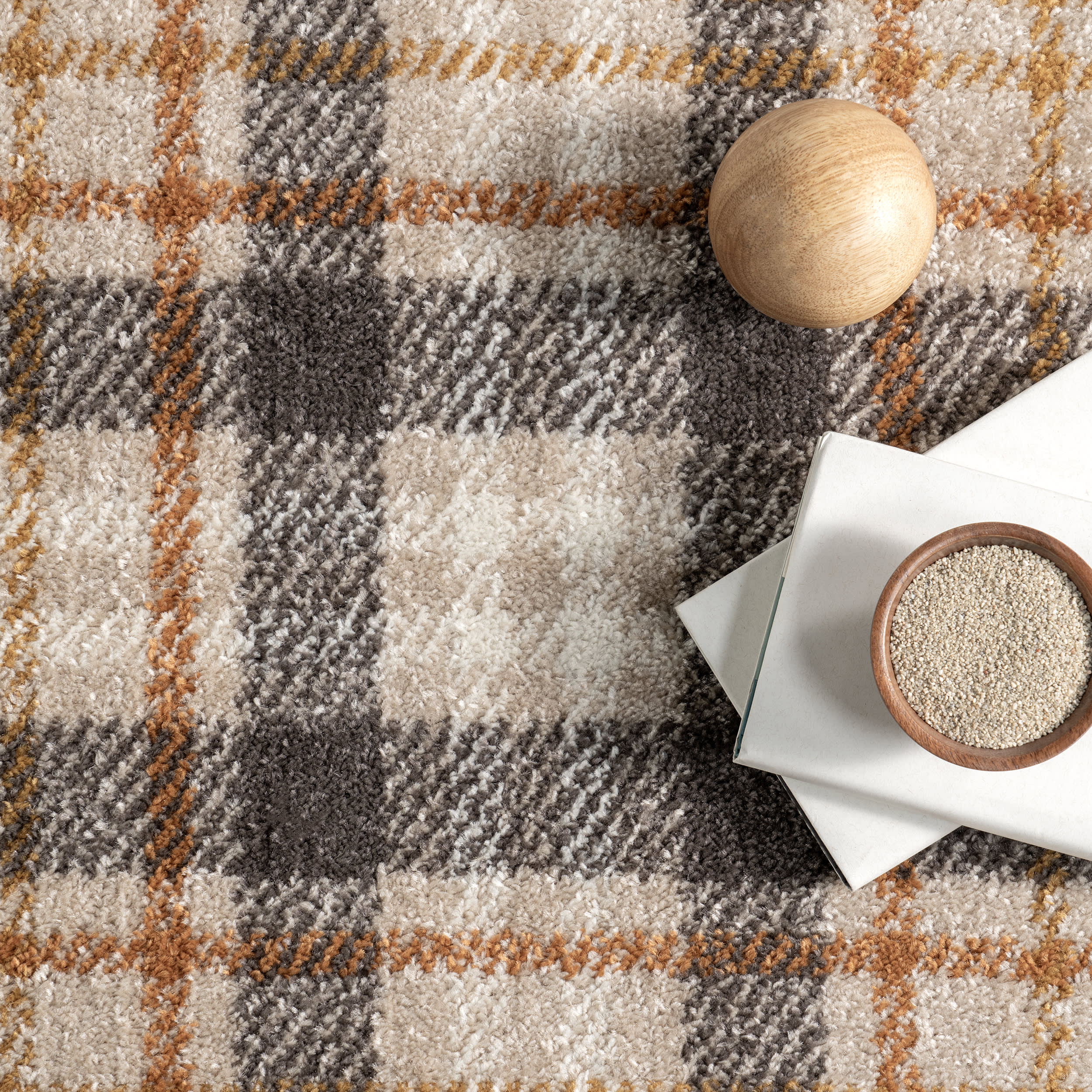 Cecile Plaid Rug | Orange & Ivory - Image 7