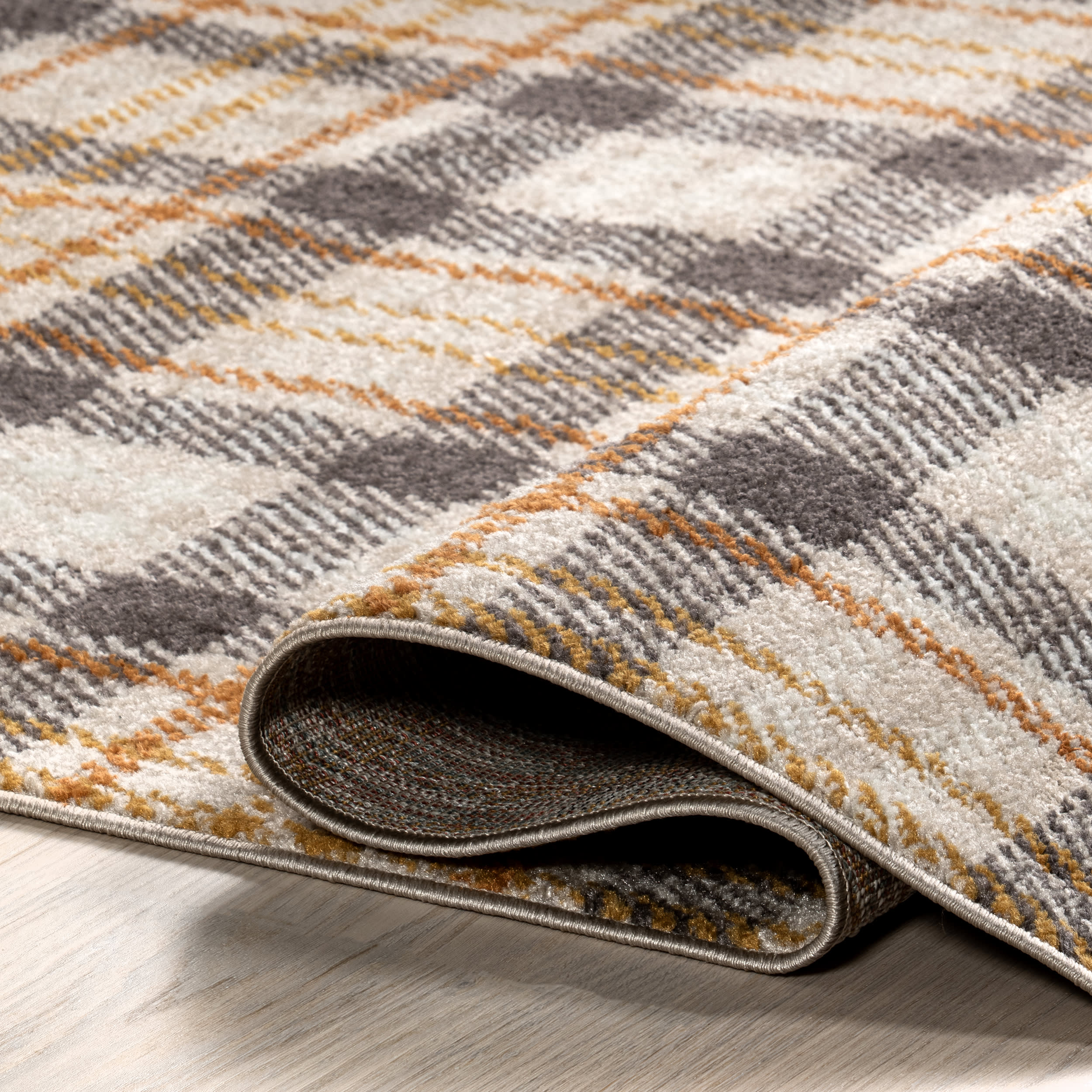 Cecile Plaid Rug | Orange & Ivory - Image 8