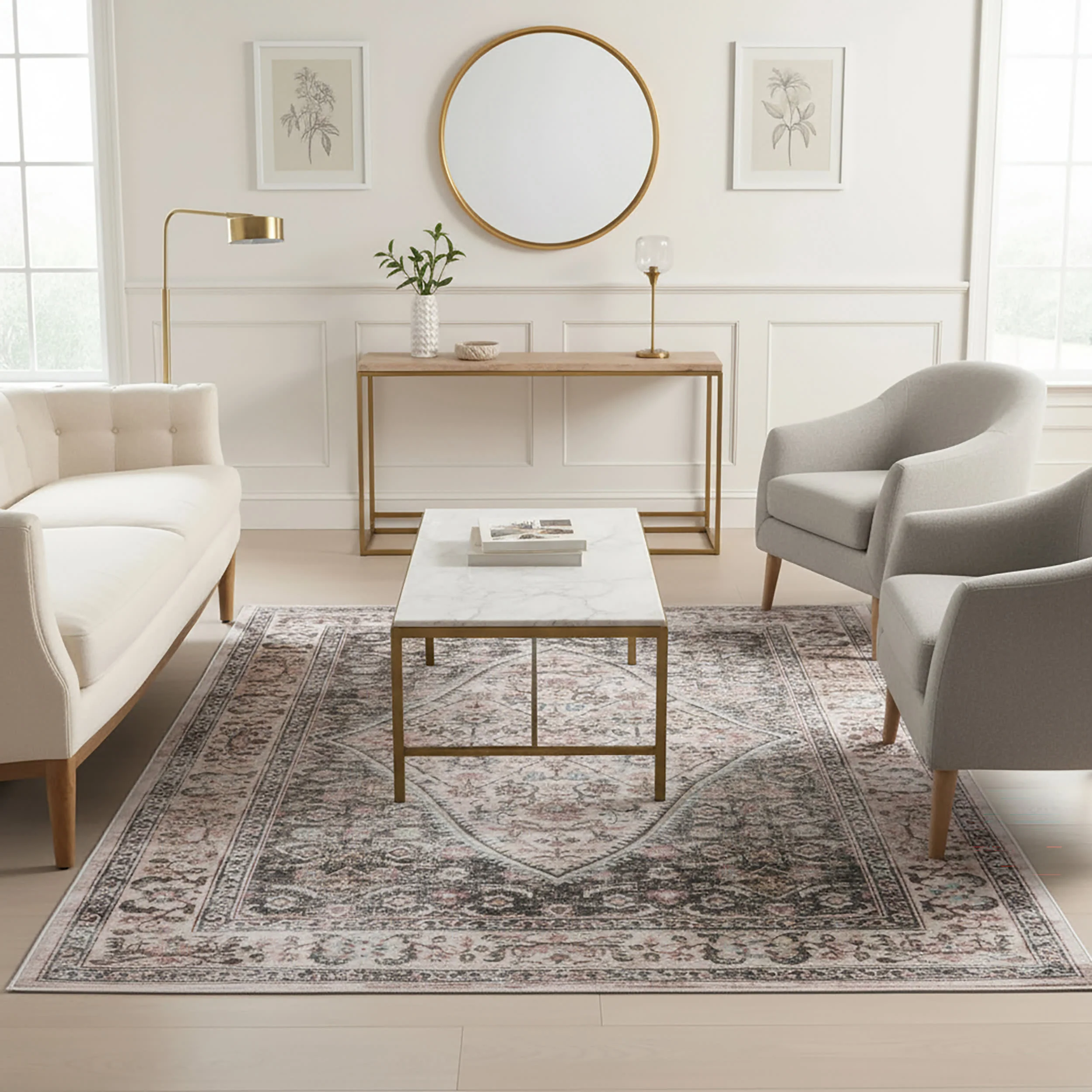 Cedar Medallion Washable Rug | Sage Green - Image 2