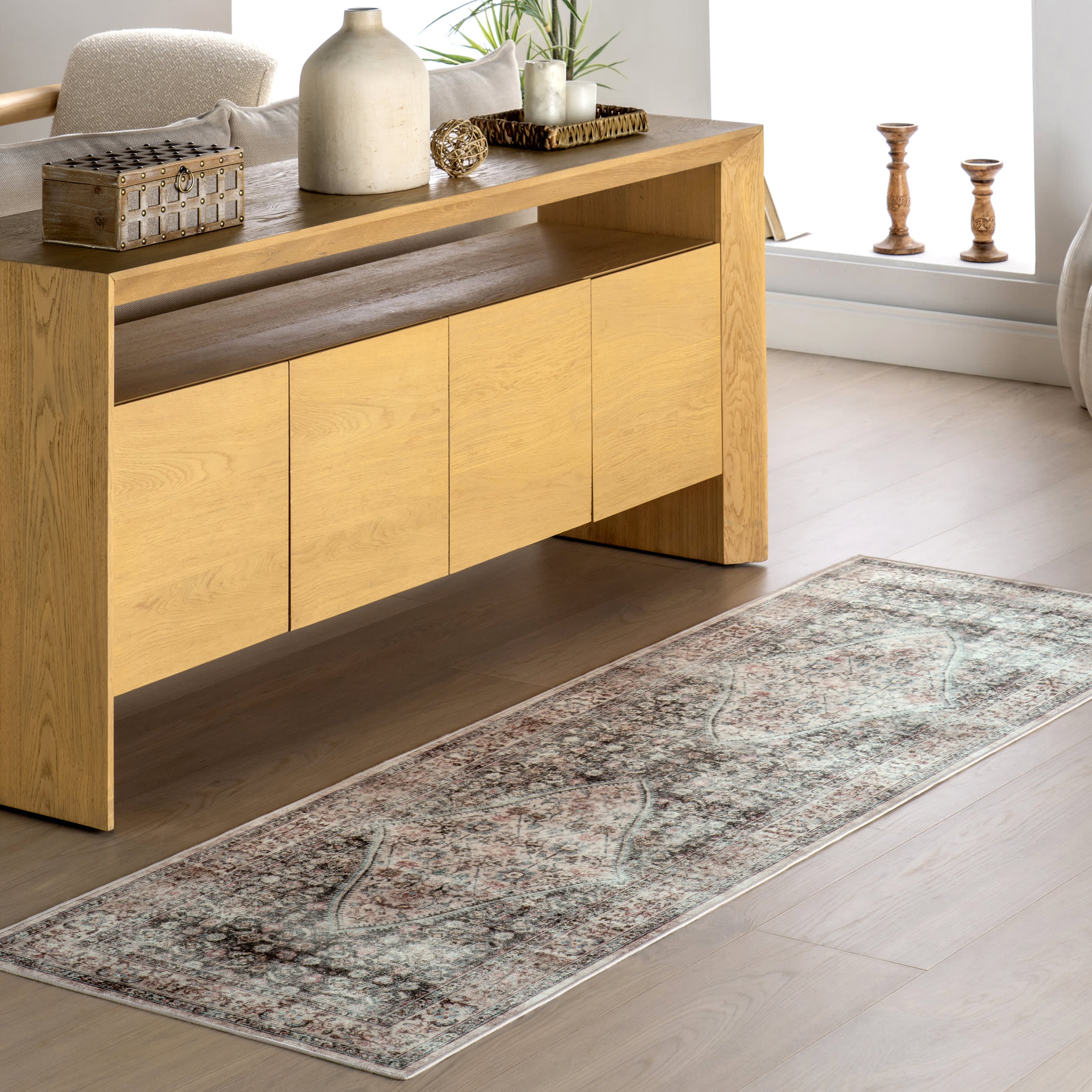 Cedar Medallion Washable Rug | Sage Green - Image 2