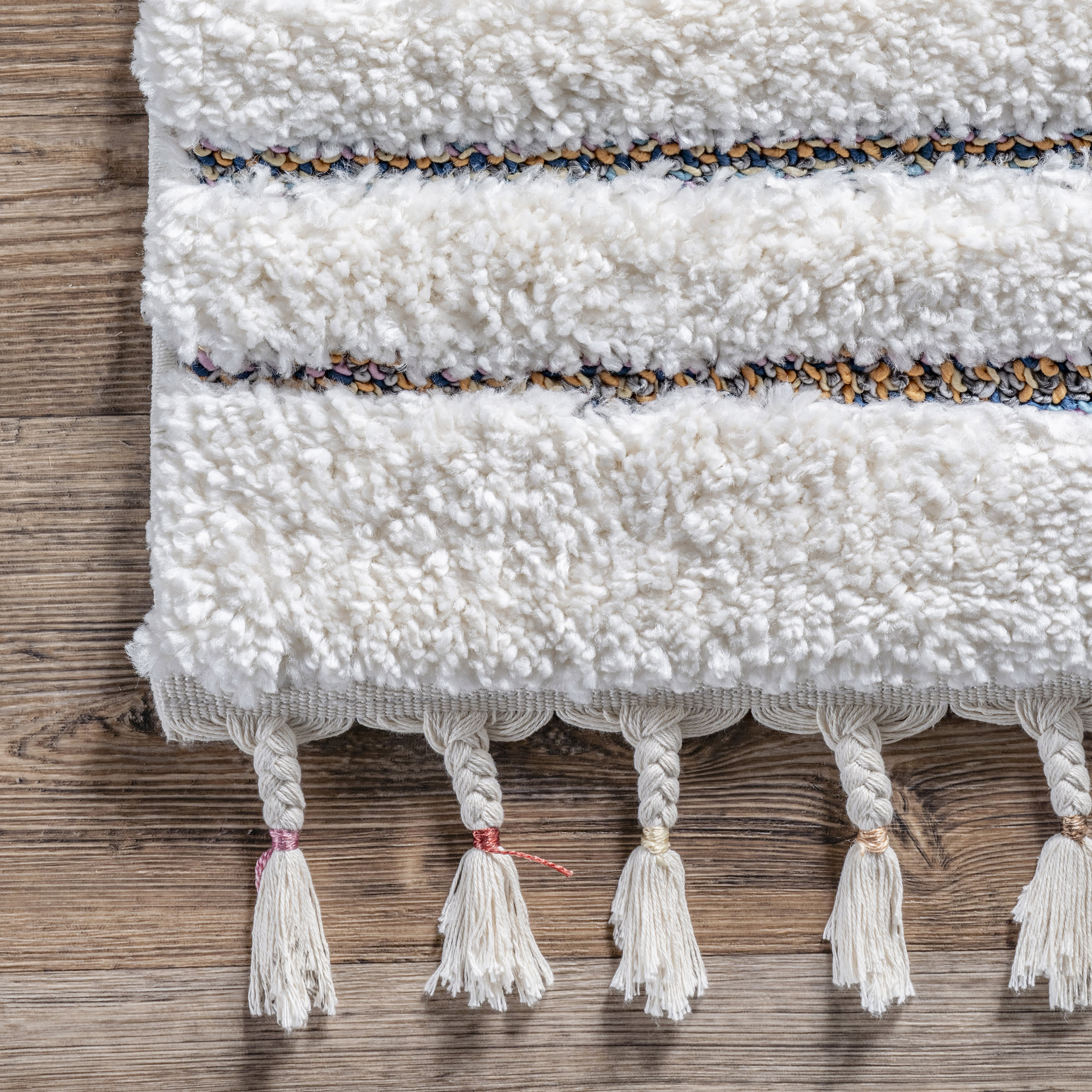 Celeste Rainbow Shag Rug | Ivory - Image 3