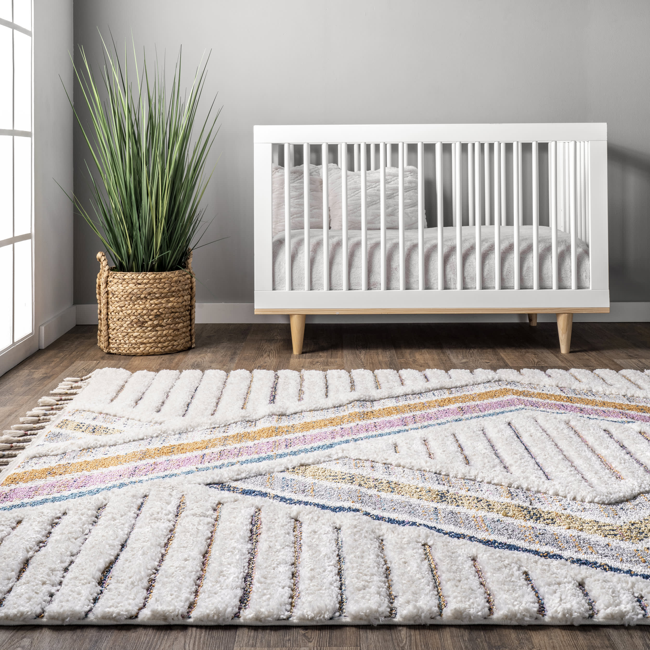 Celeste Rainbow Shag Rug | Ivory - Image 4