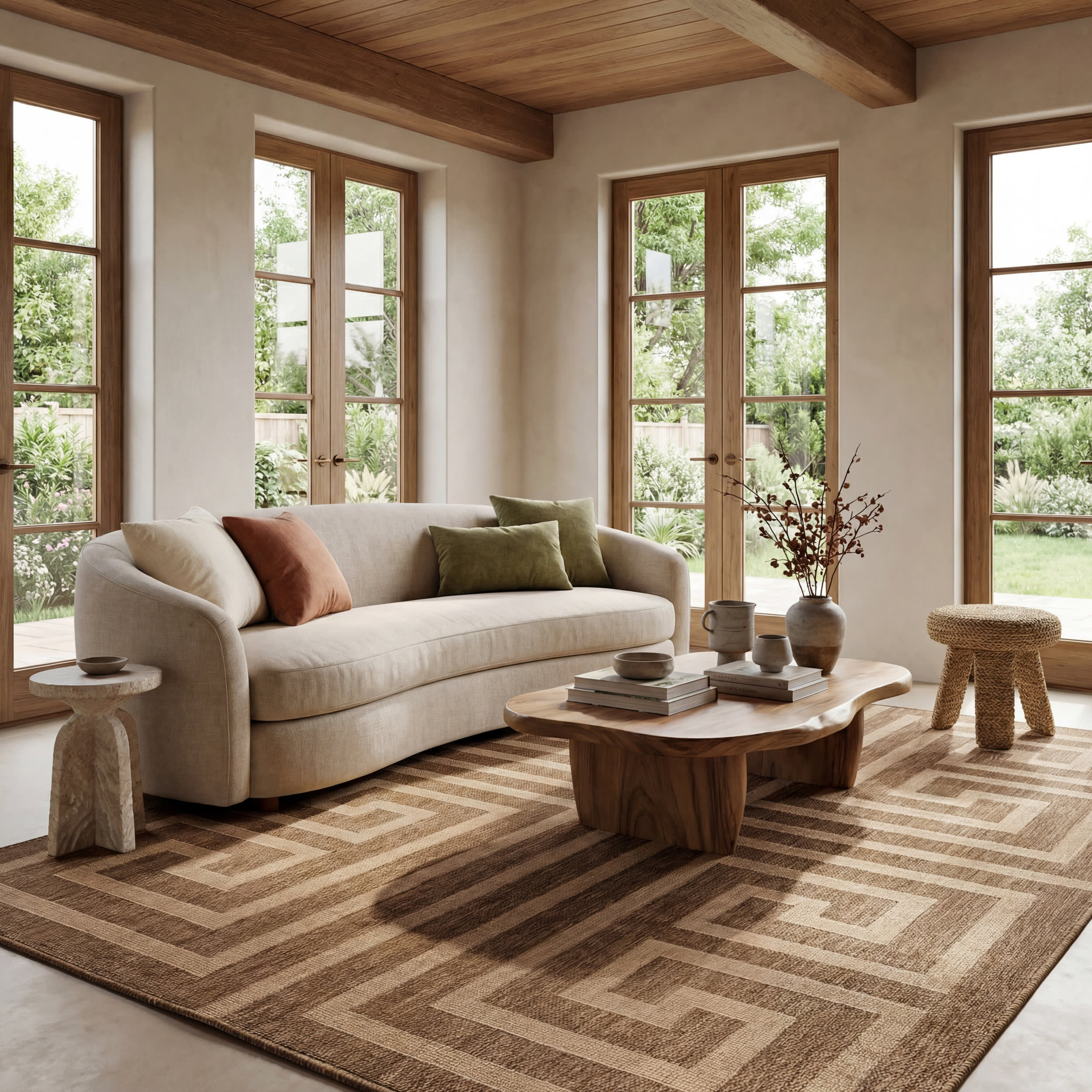 Celestia Contemporary Geometric Indoor/Outdoor Rug | Brown - Image 8