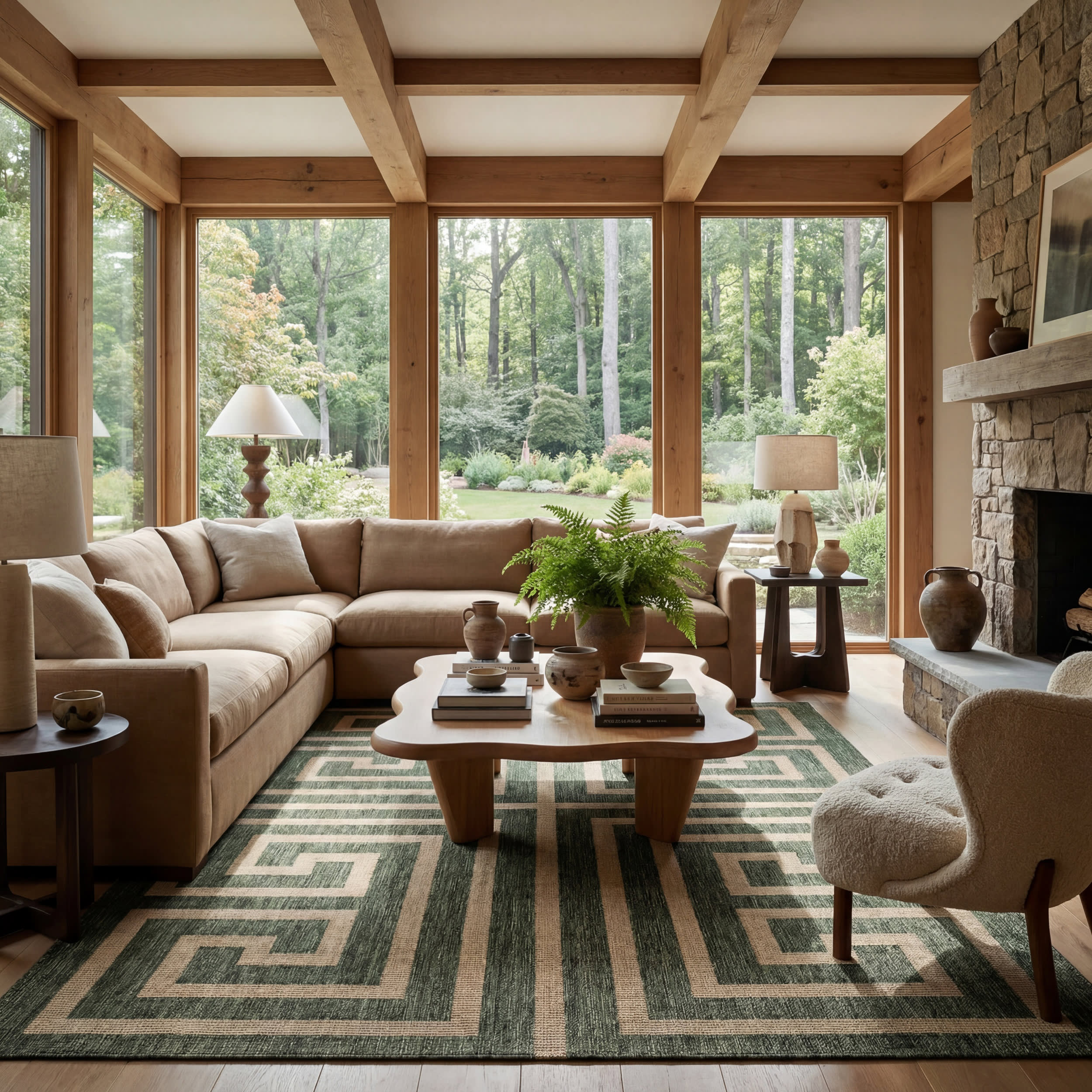 Celestia Contemporary Geometric Indoor/Outdoor Rug | Green - Image 10