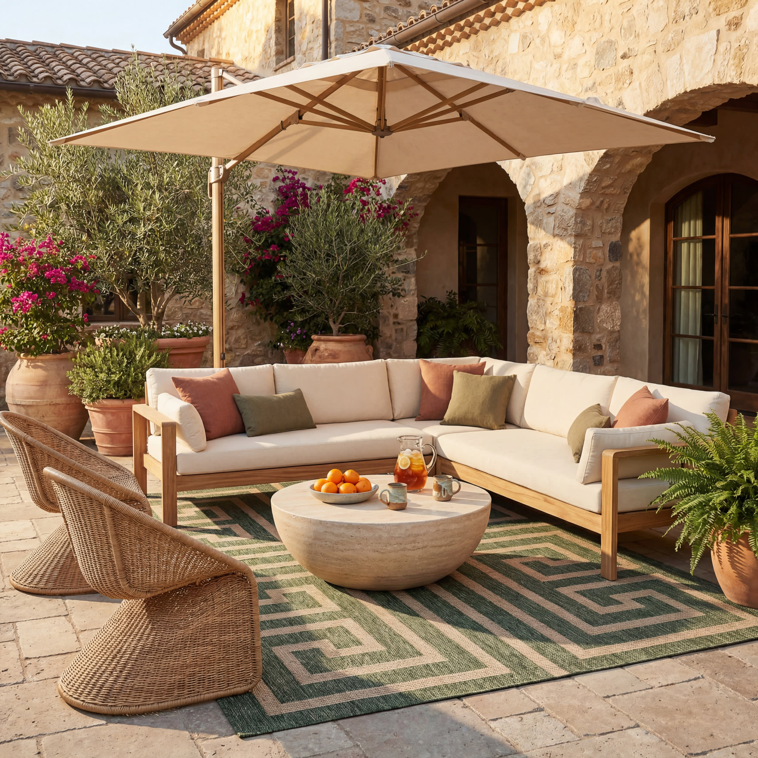 Celestia Contemporary Geometric Indoor/Outdoor Rug | Green - Image 2