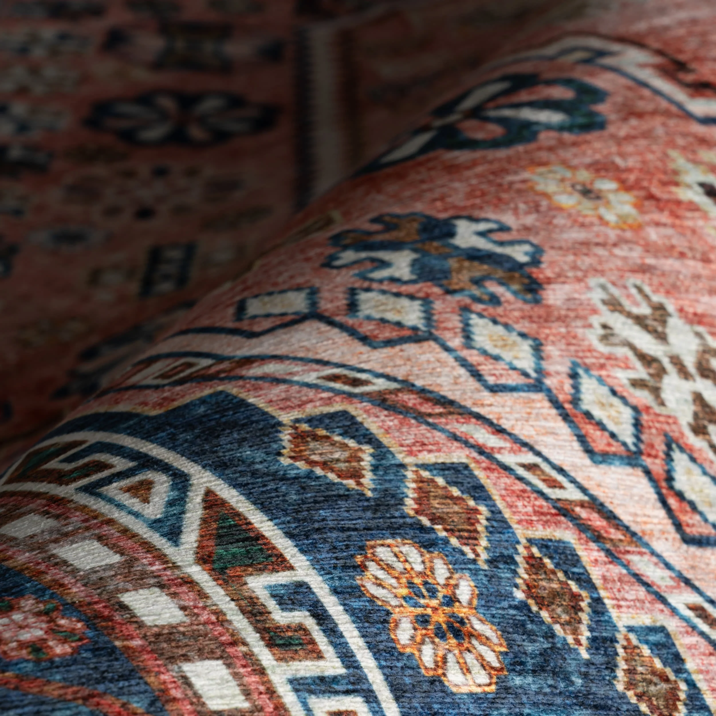 Celia Medallion Spill Proof Washable Rug | Dark Blue - Image 3
