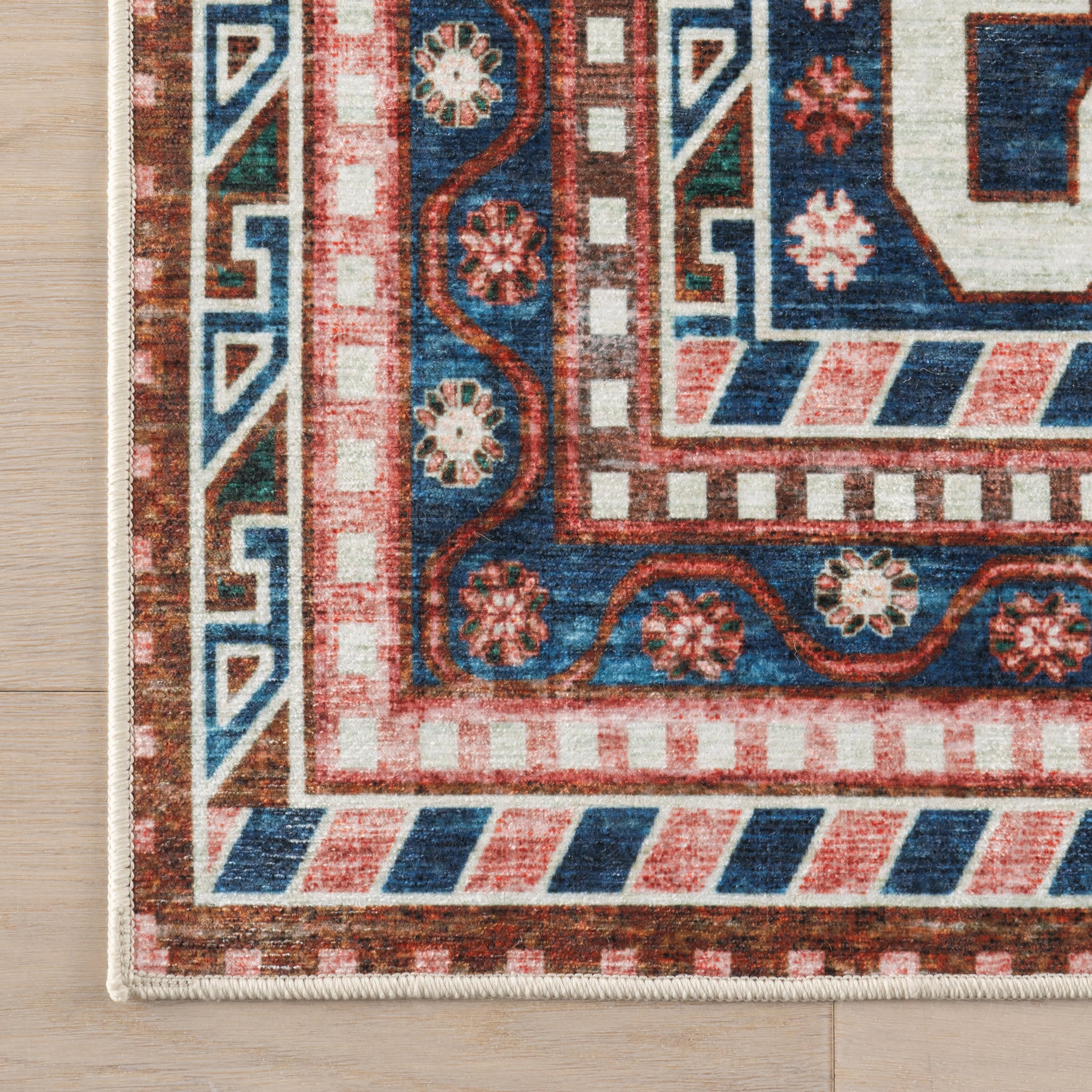 Celia Medallion Spill Proof Washable Rug | Dark Blue - Image 4
