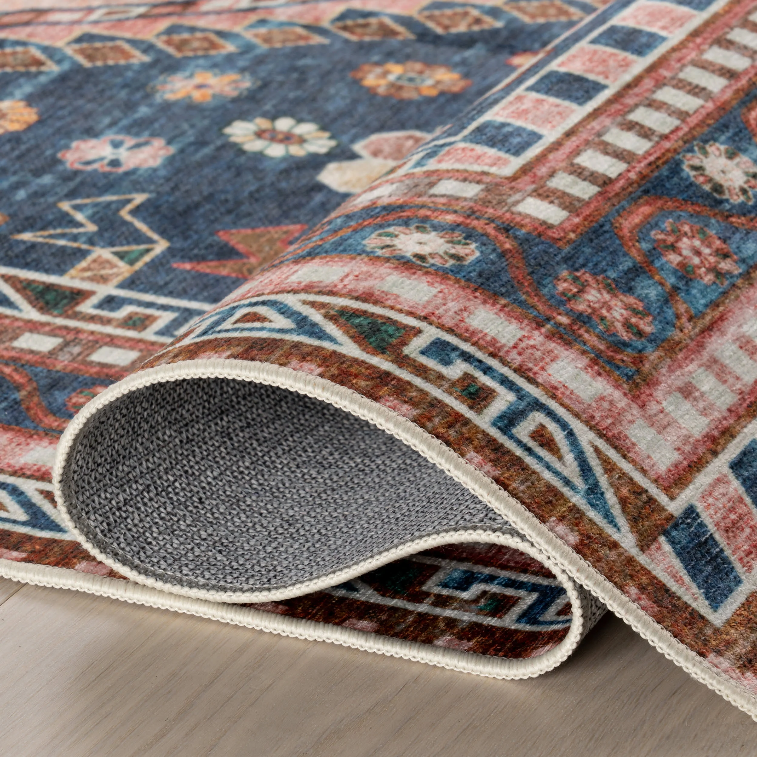 Celia Medallion Spill Proof Washable Rug | Dark Blue - Image 9