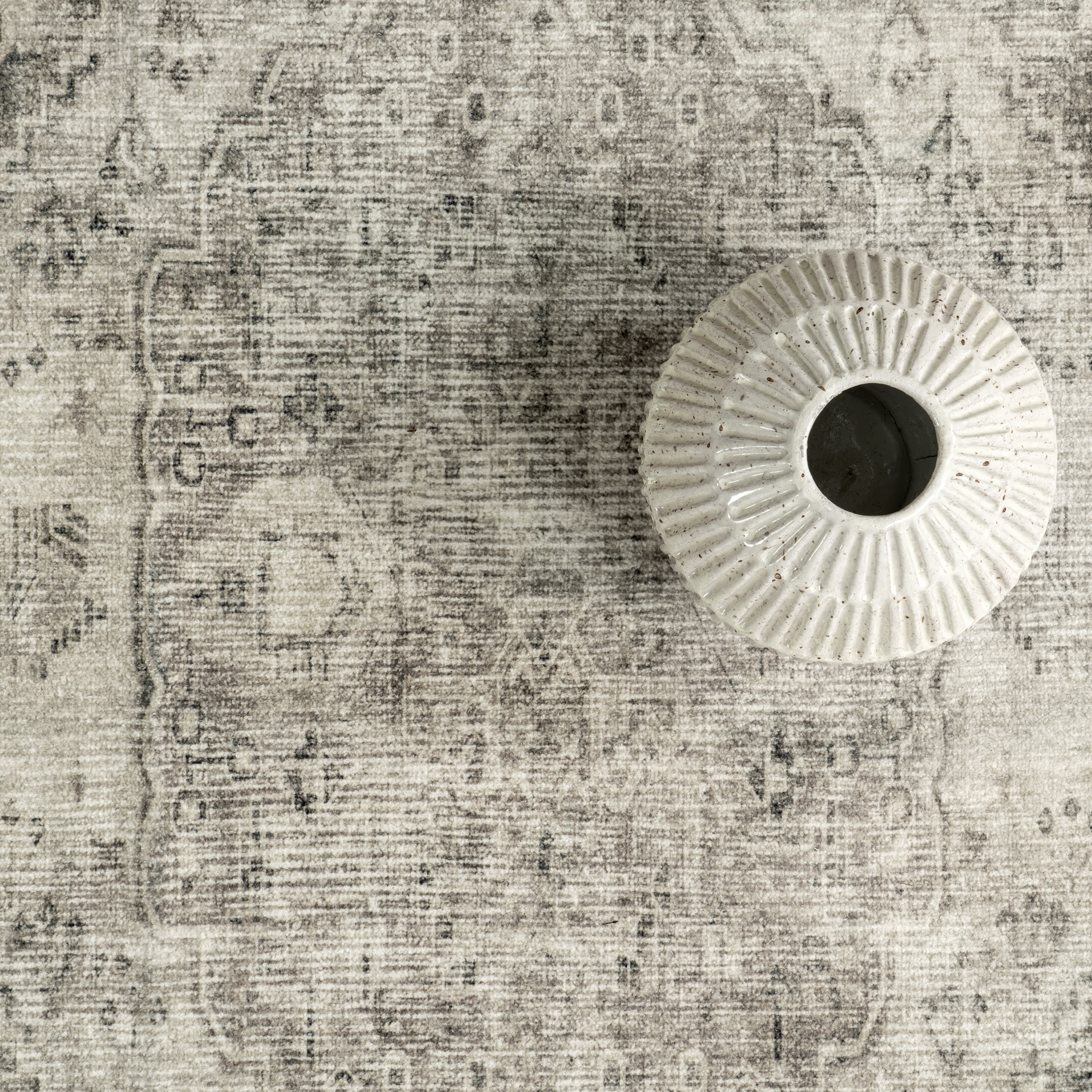 Celia Medallion Spill Proof Washable Rug | Grey - Image 7