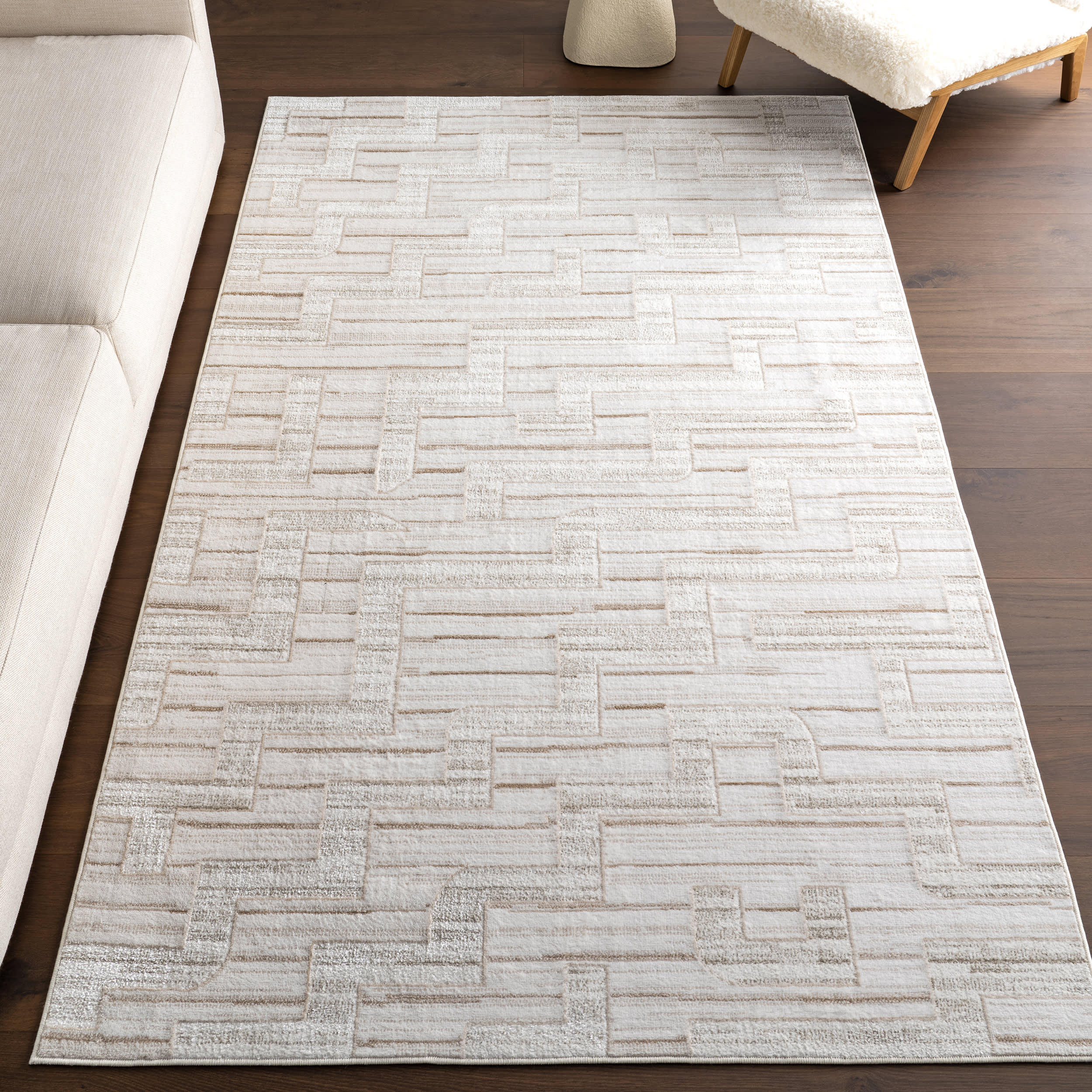 Chana Geometric Washable Rug | Ivory - Image 2