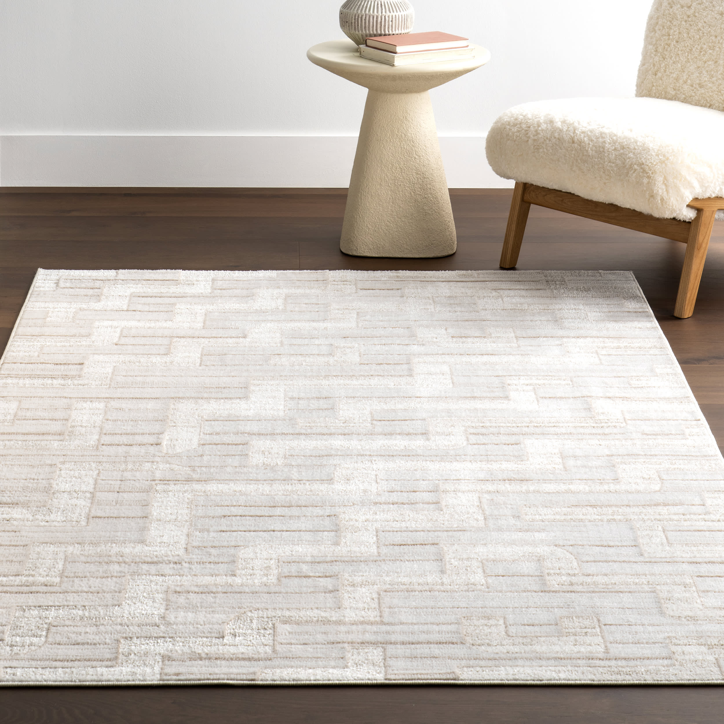Chana Geometric Washable Rug | Ivory - Image 5