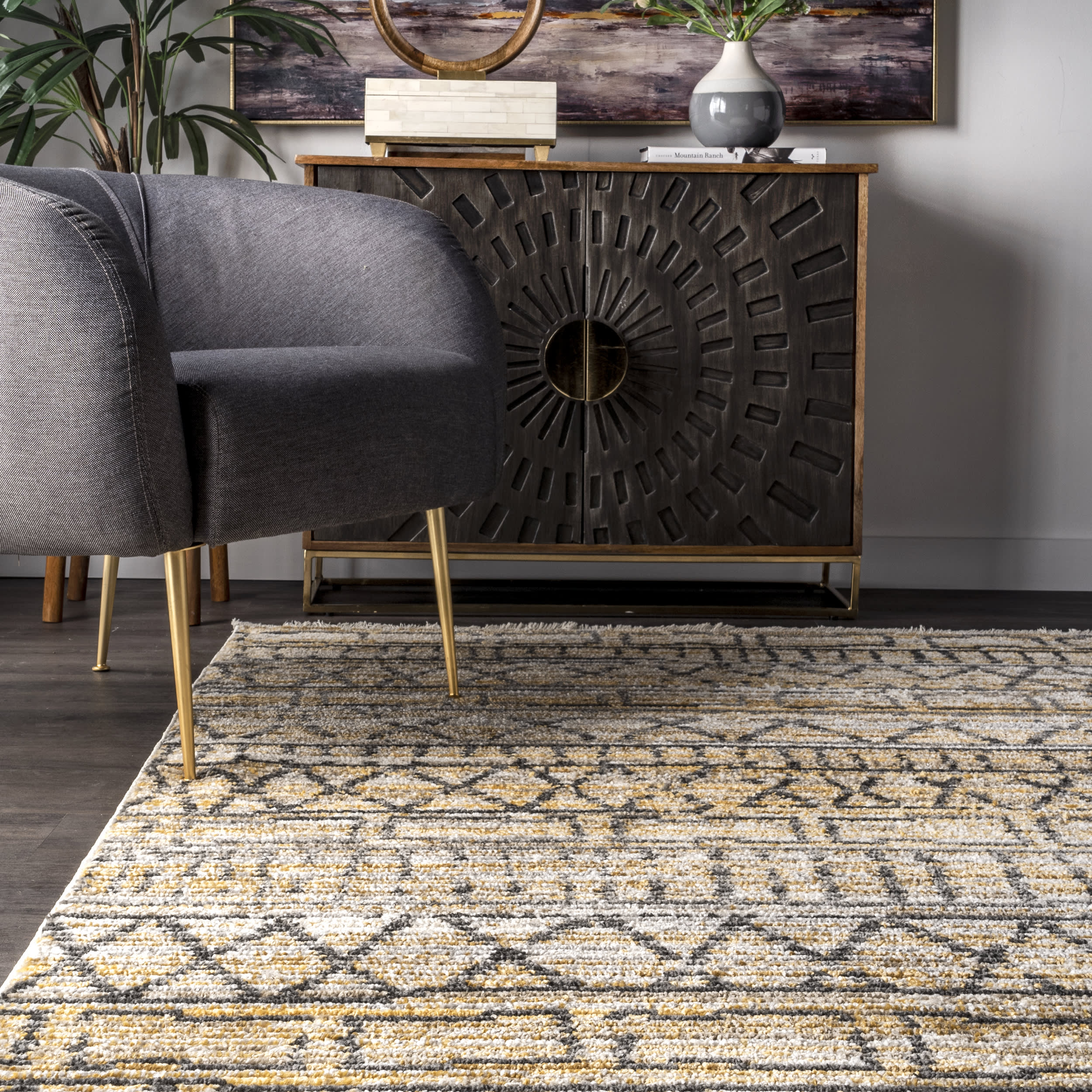 Chance Geometric Banded Rug | Beige - Image 4