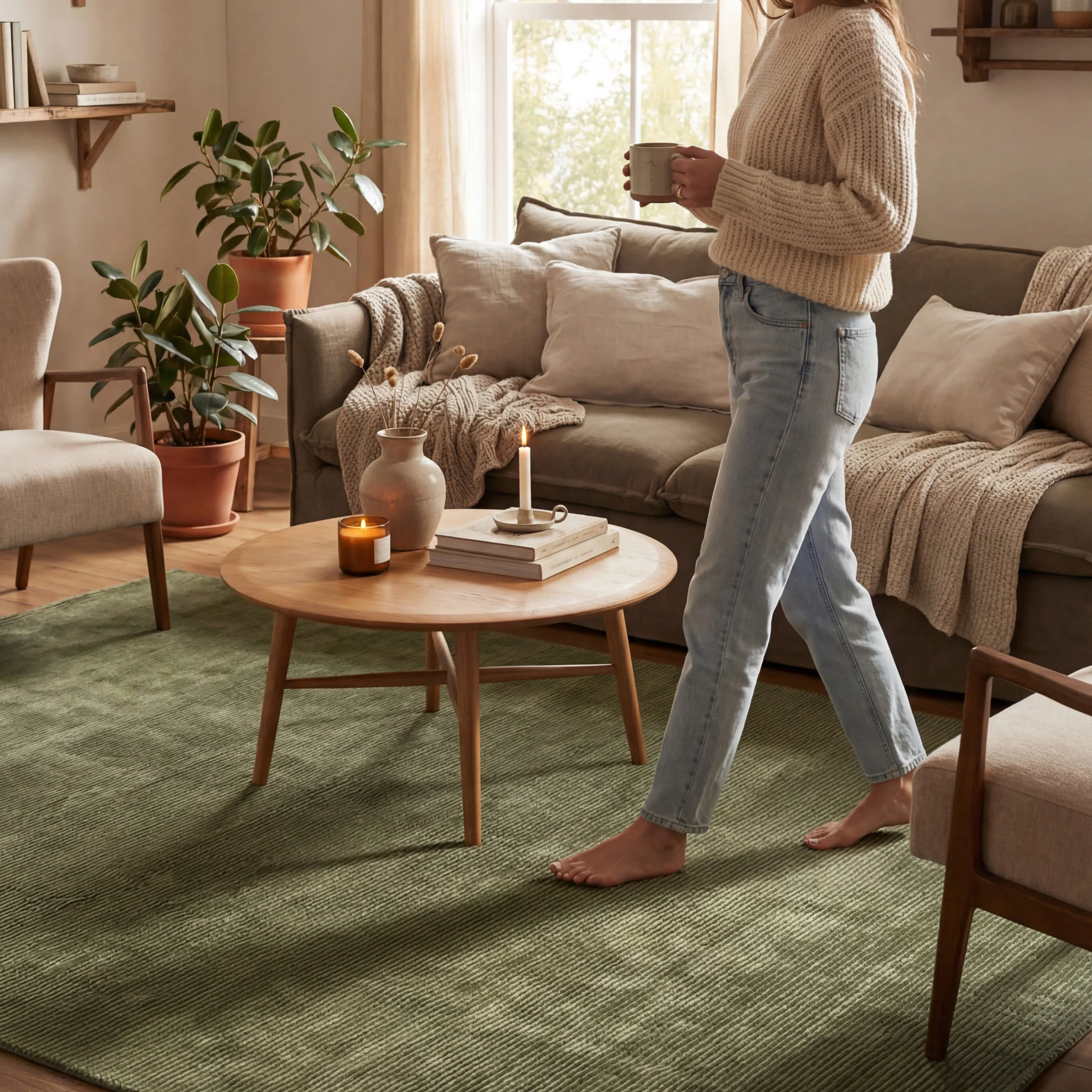 Chandani Abstract Plush Textured Washable Rug | Green - Image 9