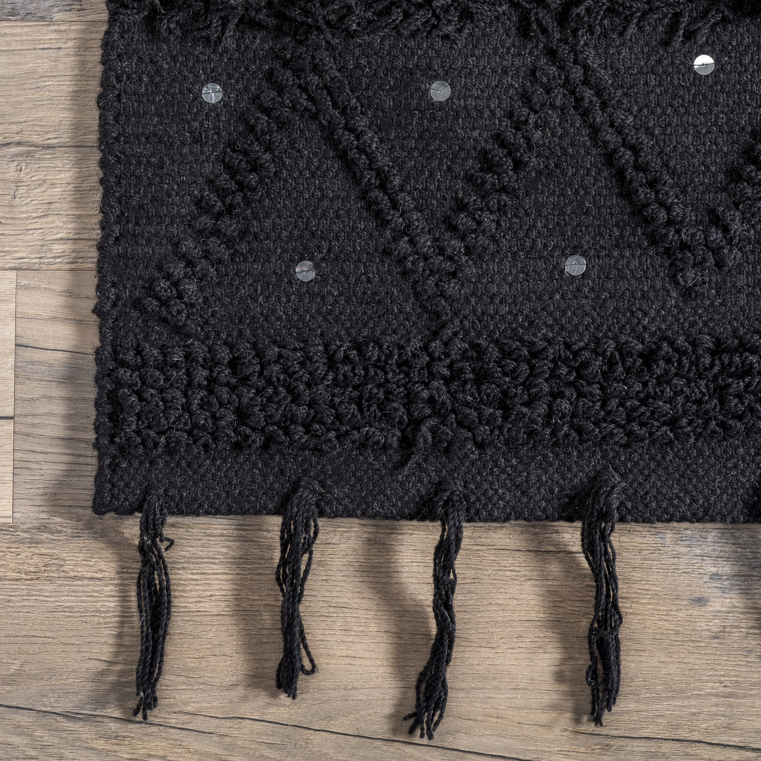 Chandy Textured Wool Rug | Black - Image 3