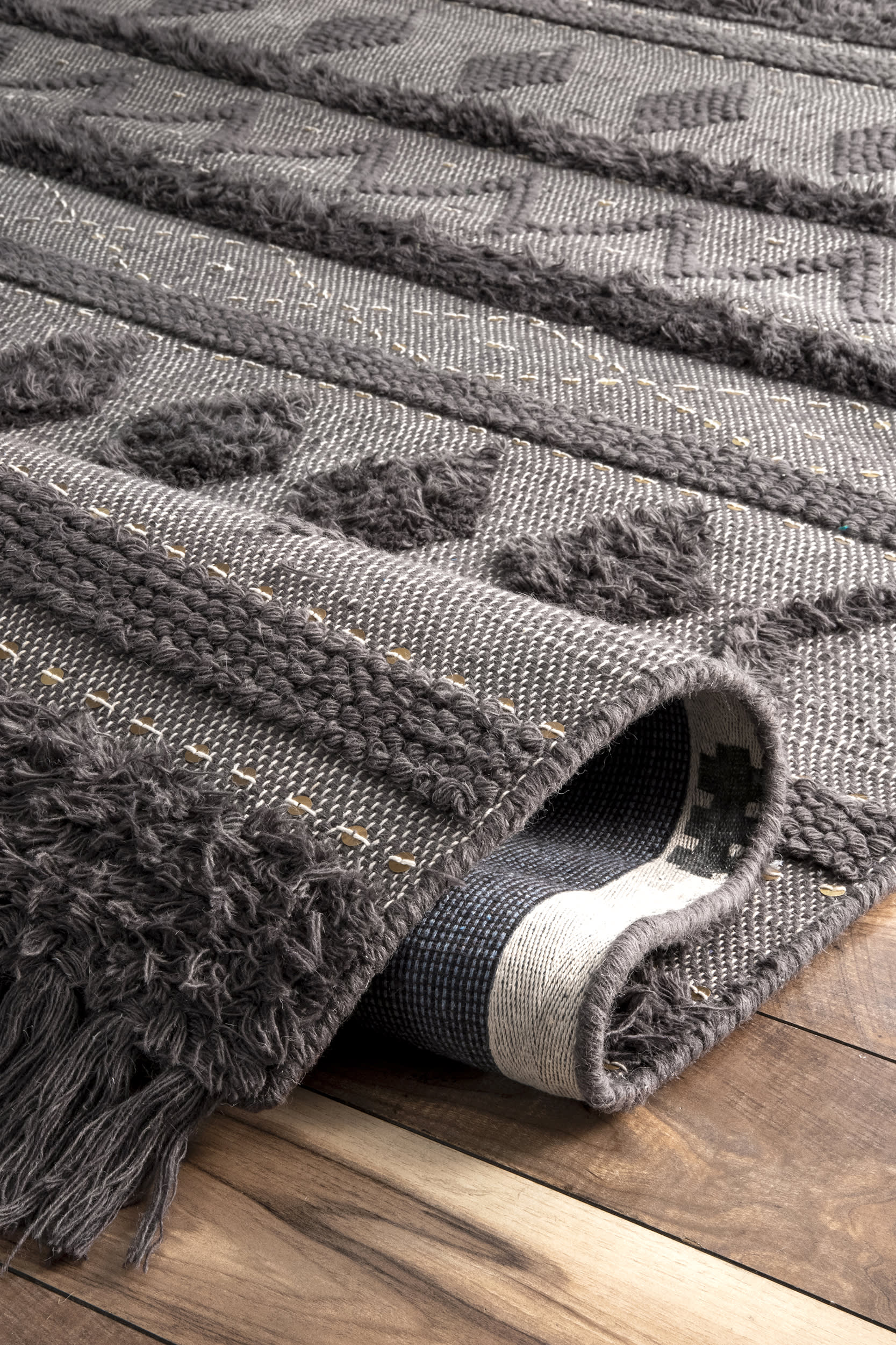 Chandy Textured Wool Rug | Grey - Image 4
