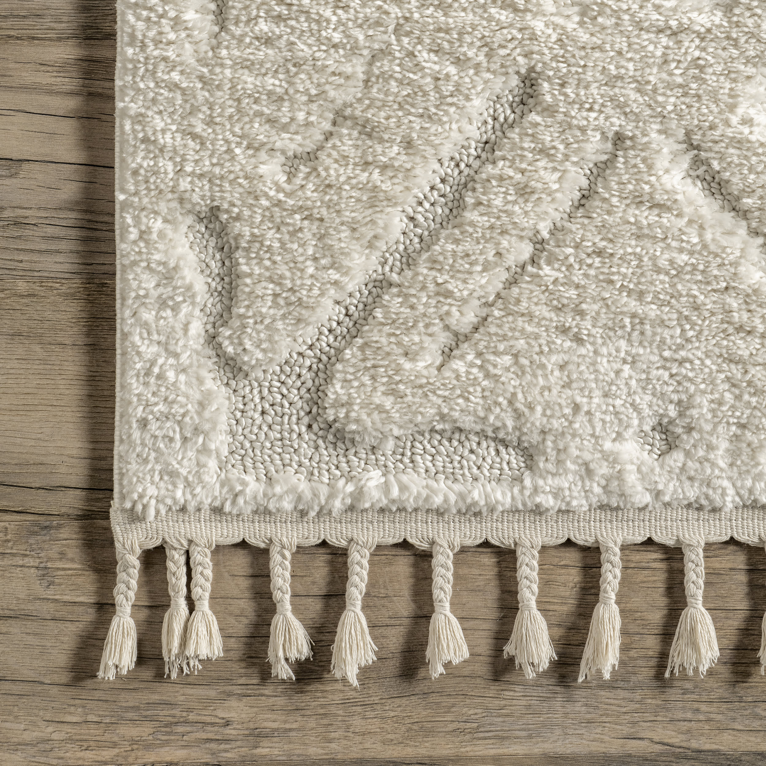 Chantria Textured Tiled Rug | Cream - Image 3
