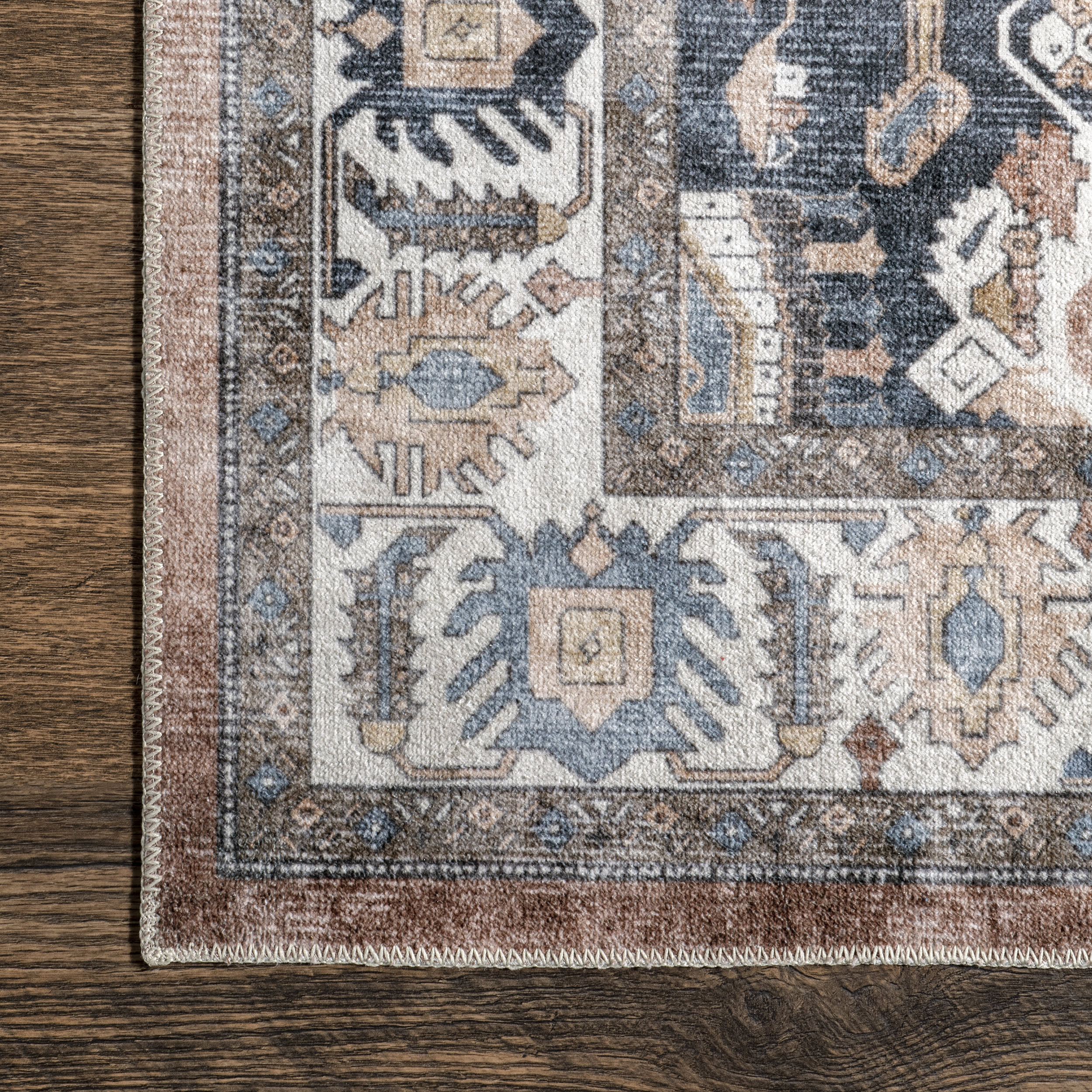 Charis Medallion Washable Rug | Taupe - Image 3