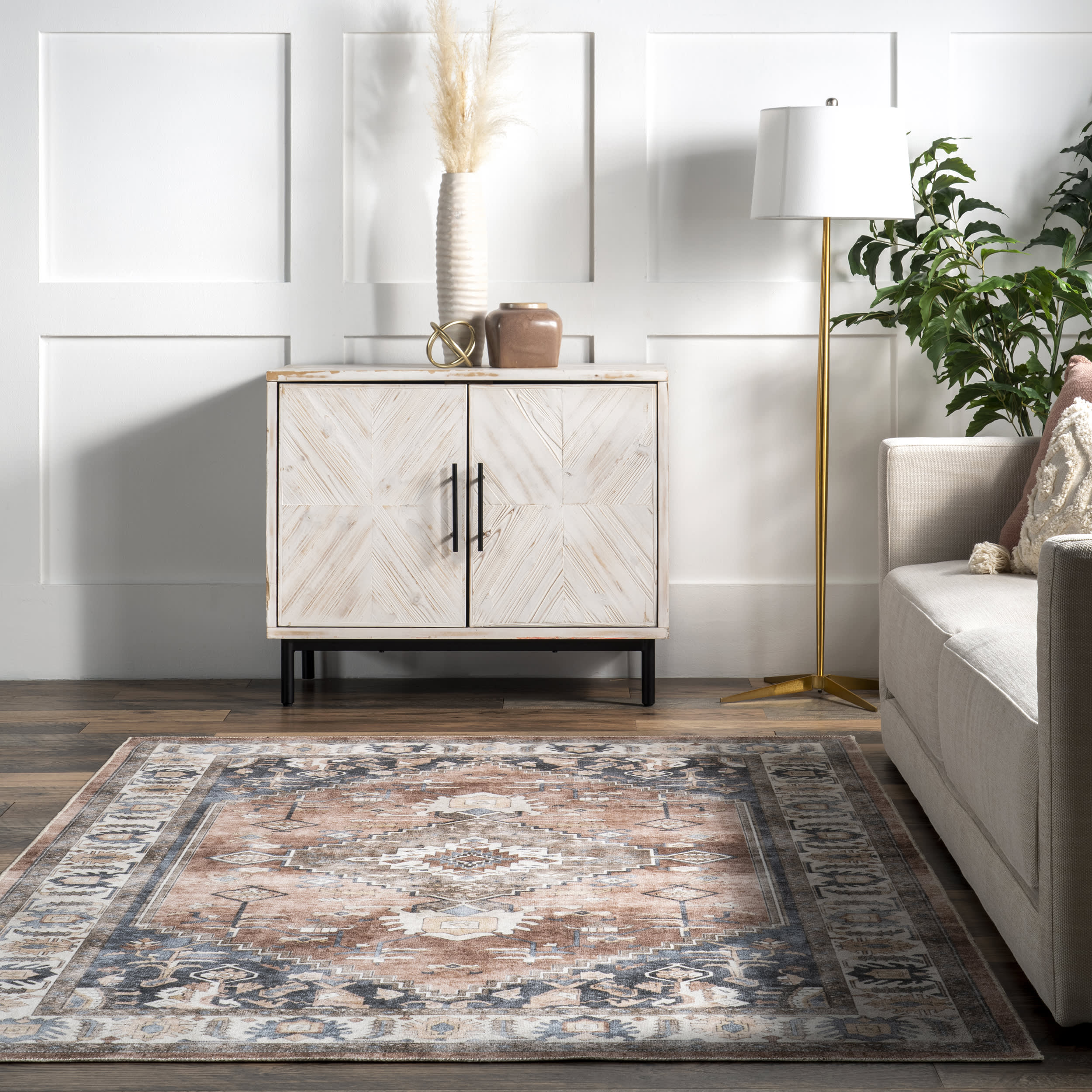 Charis Medallion Washable Rug | Taupe - Image 4