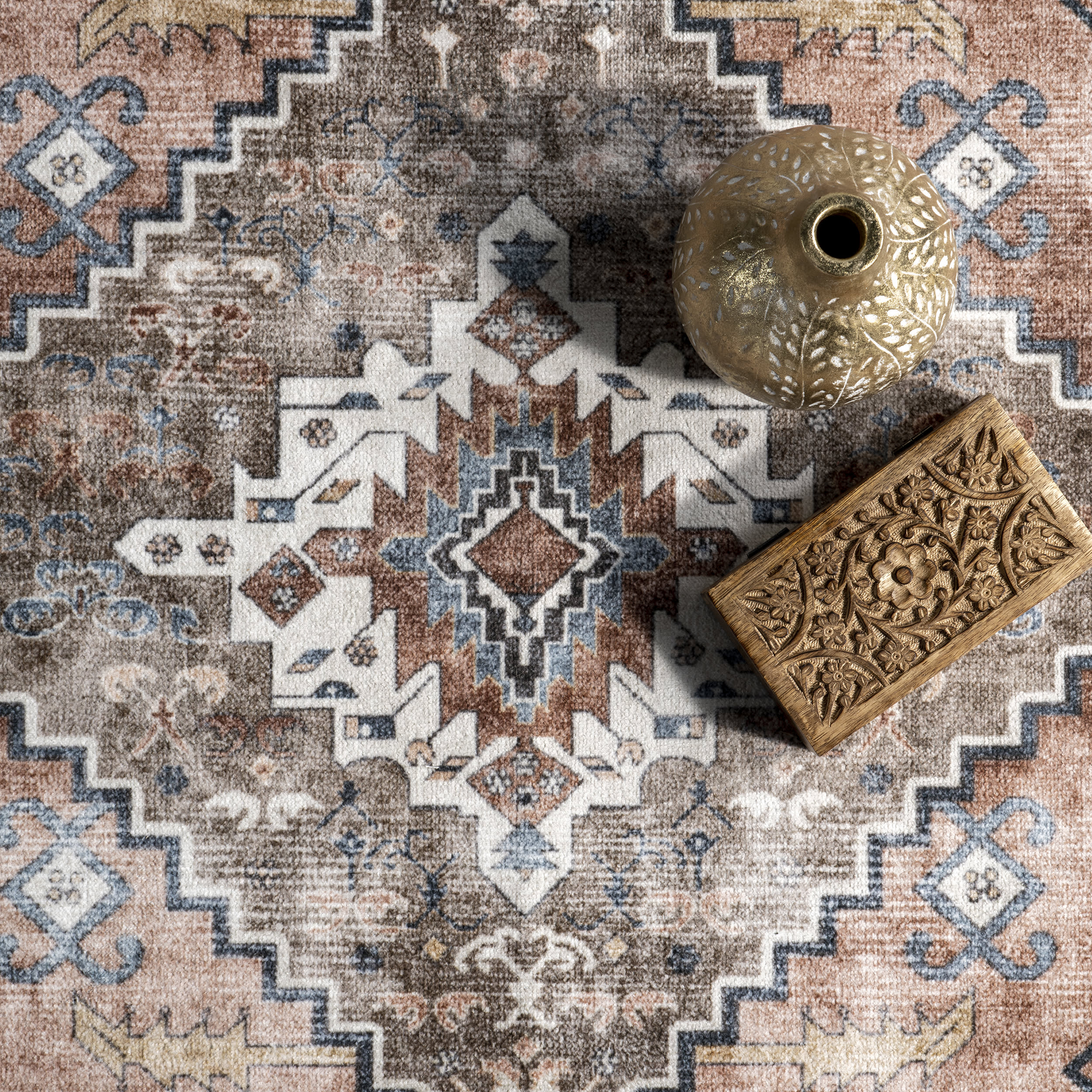 Charis Medallion Washable Rug | Taupe - Image 7