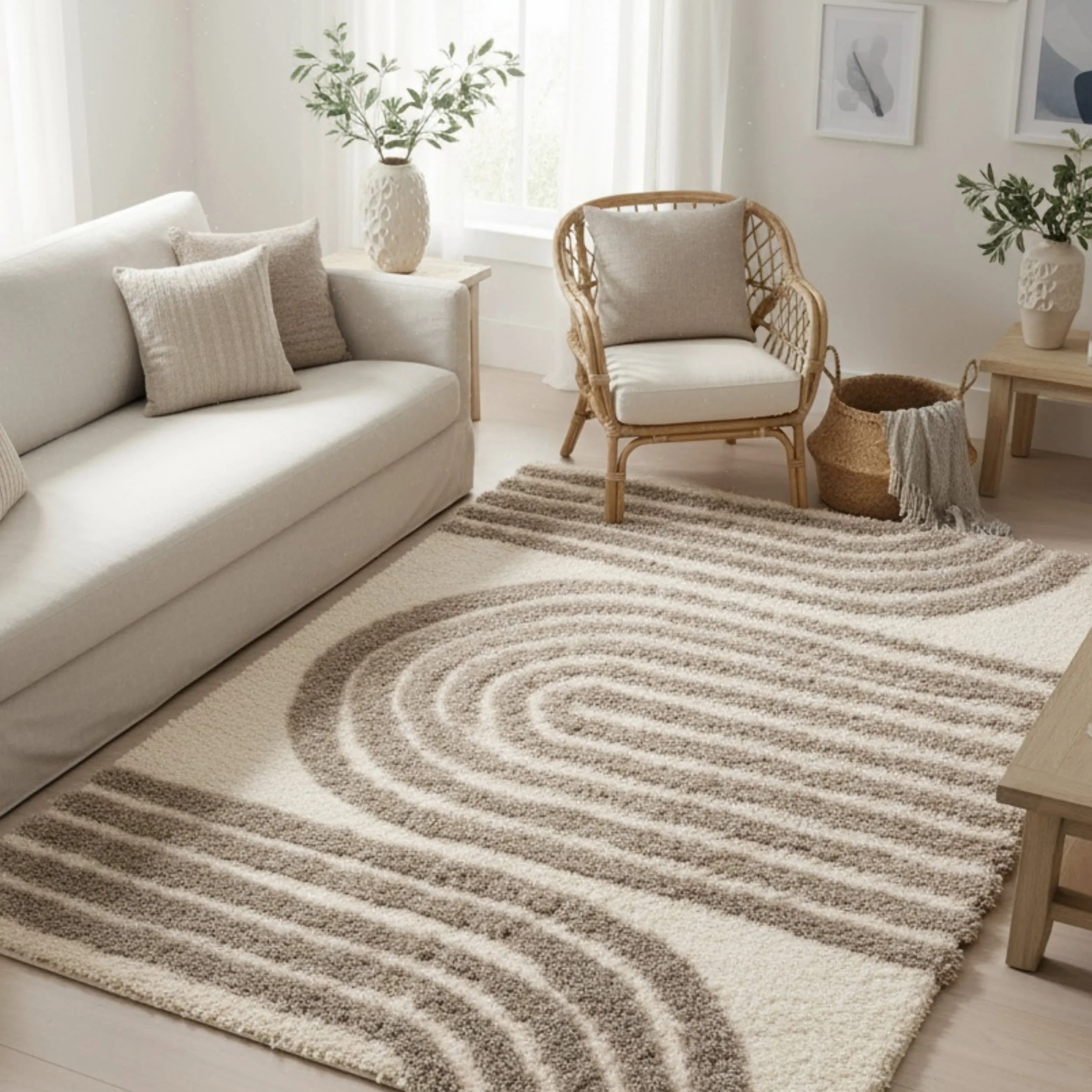 Charlee Textured Arcs Rug | Beige - Image 10