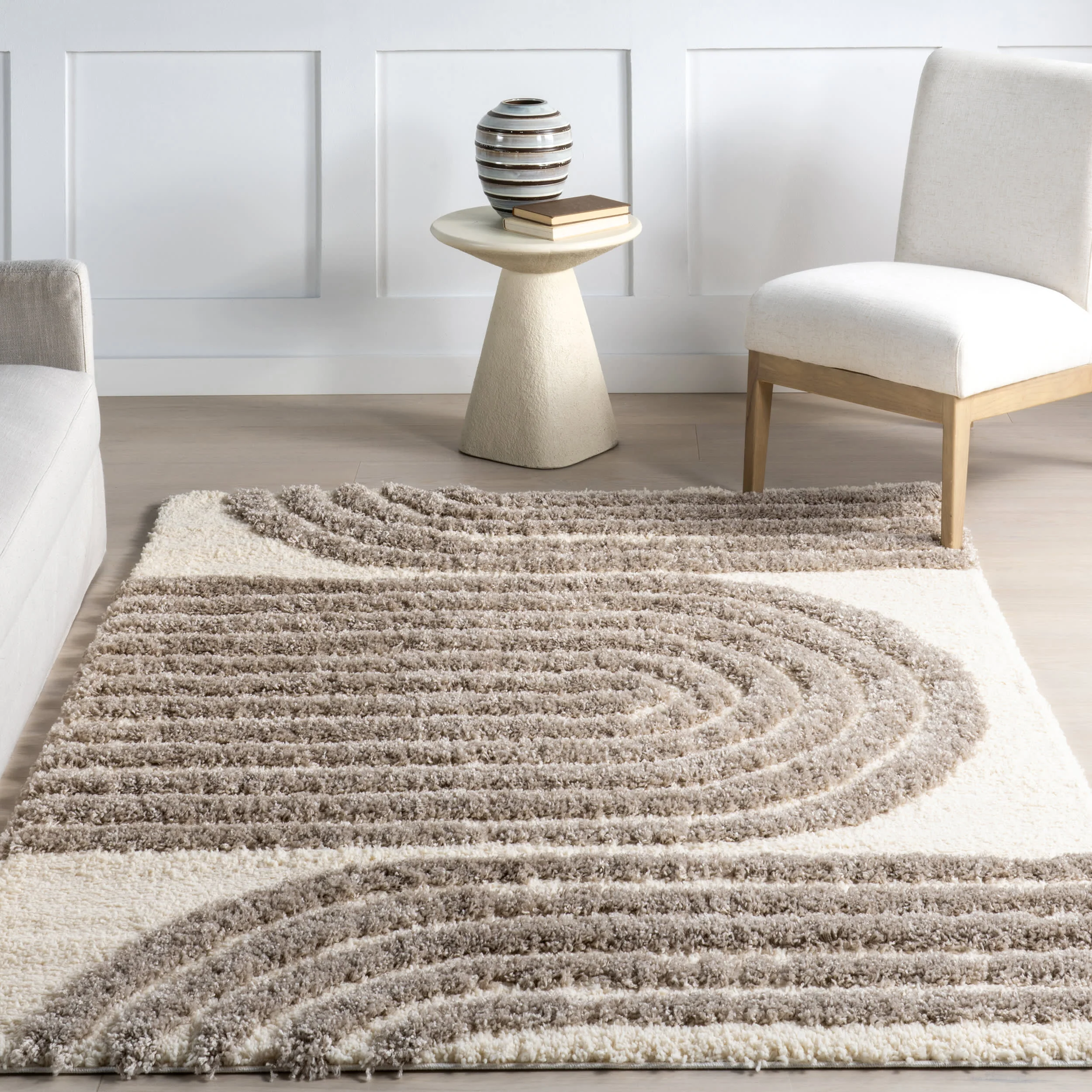 Charlee Textured Arcs Rug | Beige - Image 5