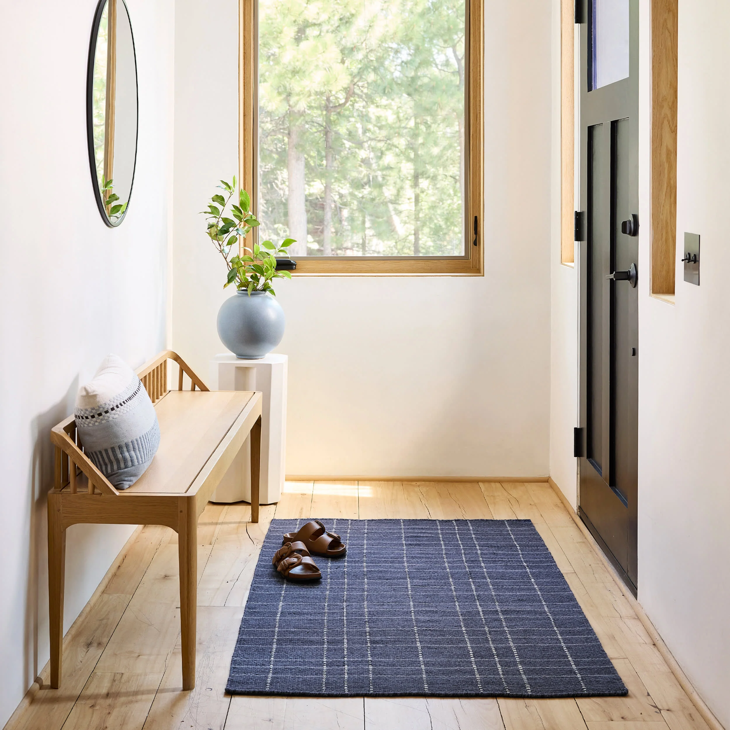 Charlie Plaid Wool Rug | Blue - Image 2
