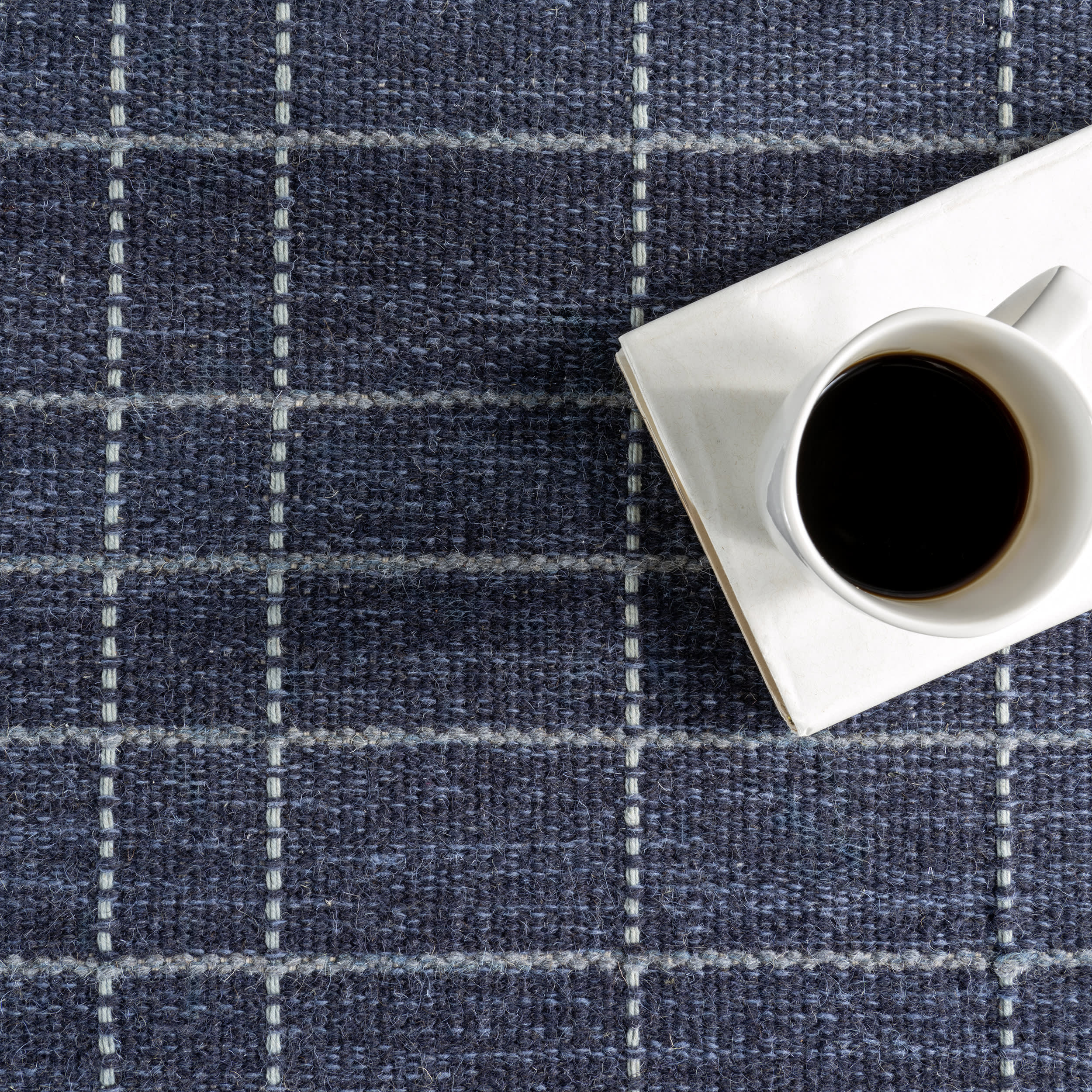 Charlie Plaid Wool Rug | Blue - Image 7