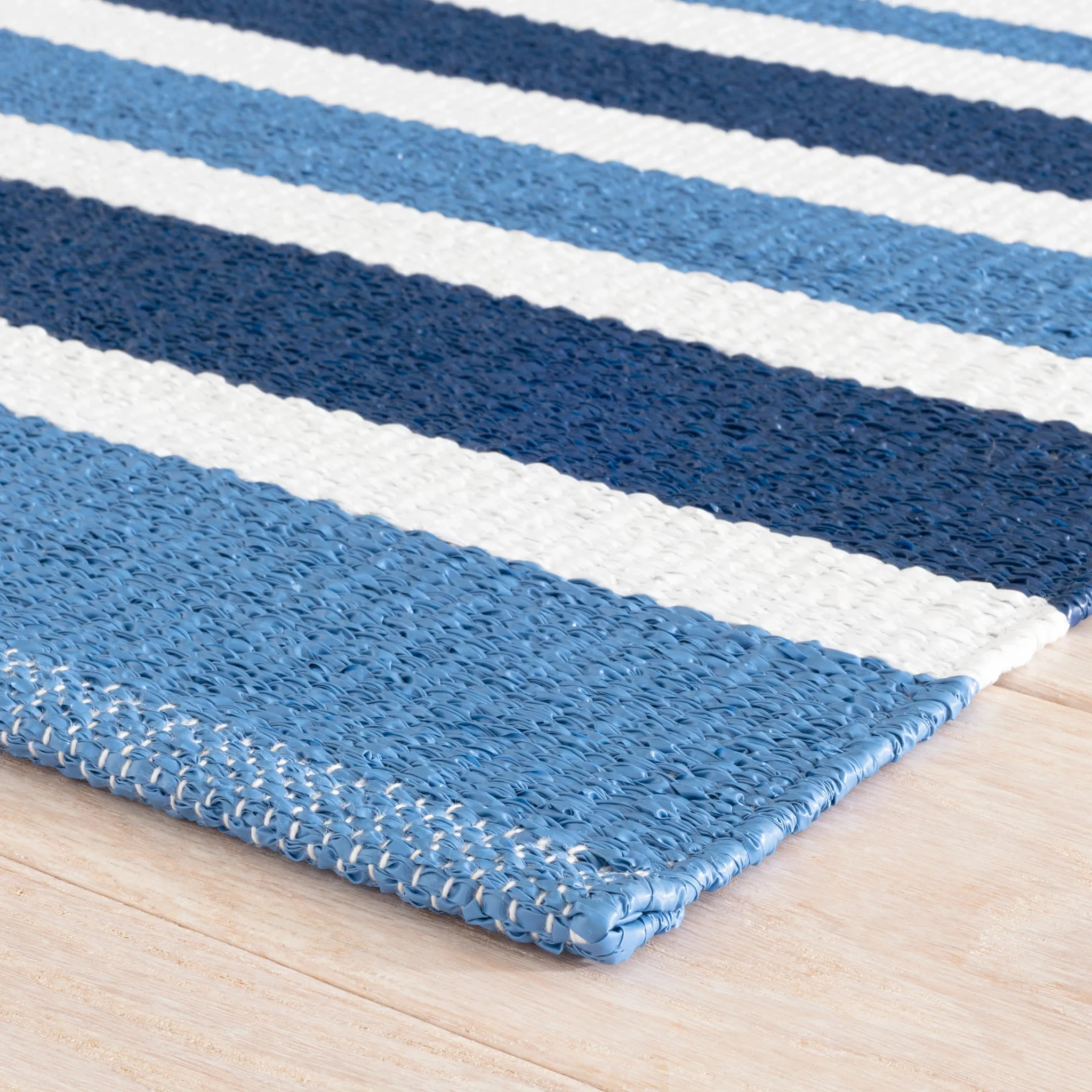 Charlie Stripe Handwoven Indoor/Outdoor Rug | Blue - Image 4