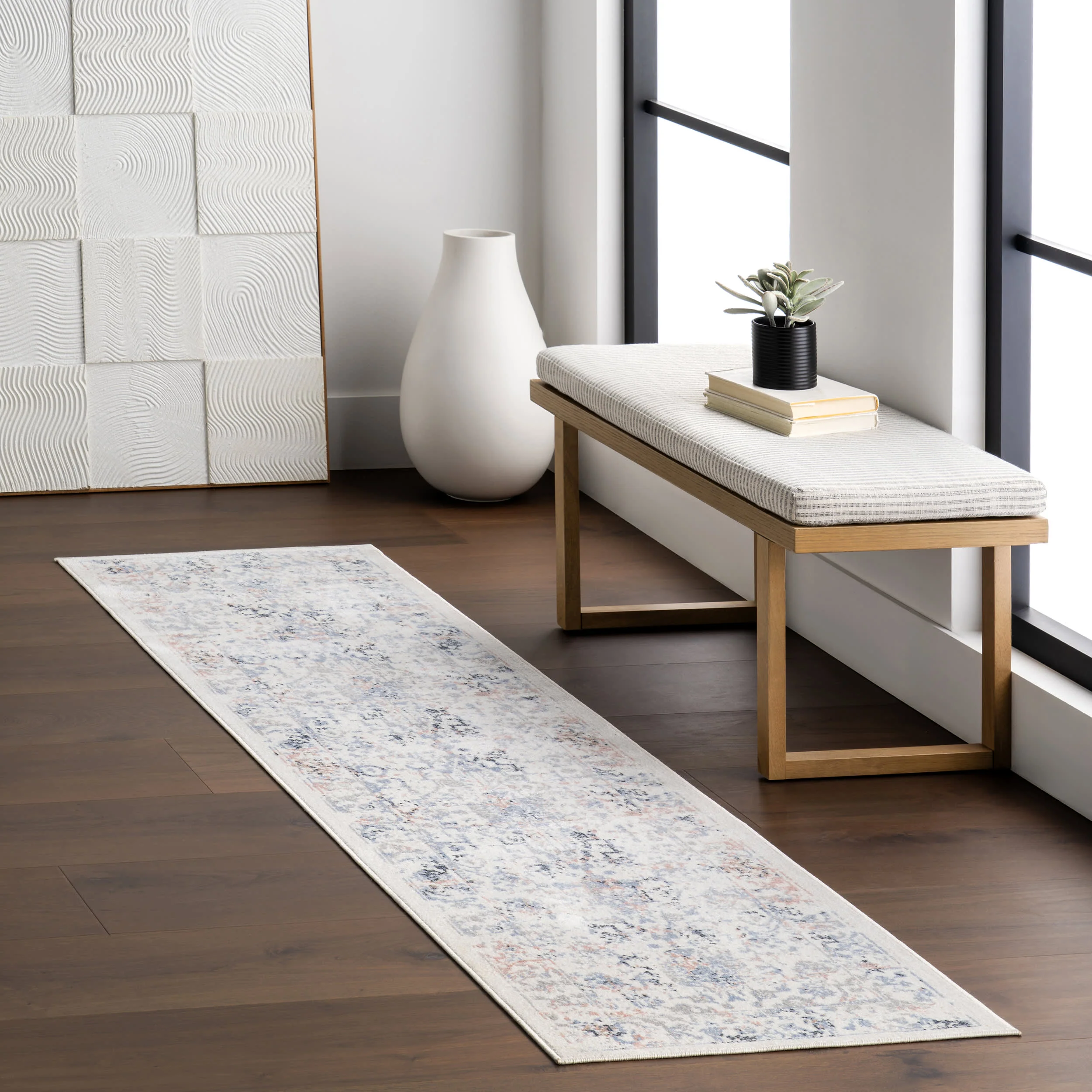 Charlisa Washable Faded Snowflake Rug | Blue - Image 2